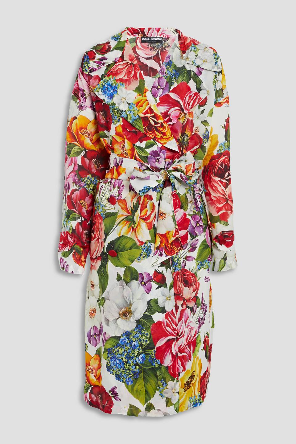 Dolce & Gabbana Doublebreasted Floralprint Organza Trench Coat in