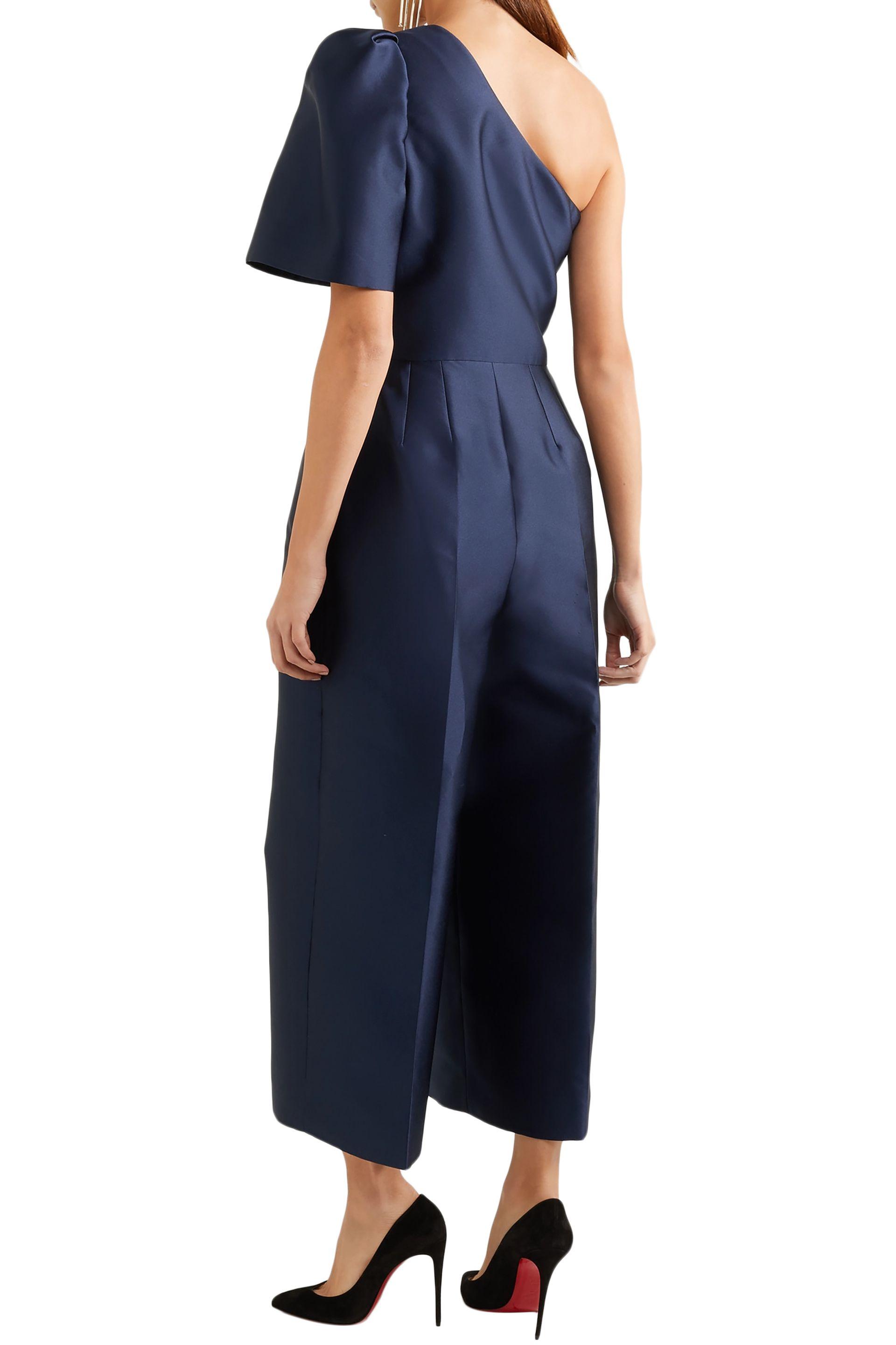 Stella McCartney One-shoulder Cropped Satin-crepe Jumpsuit