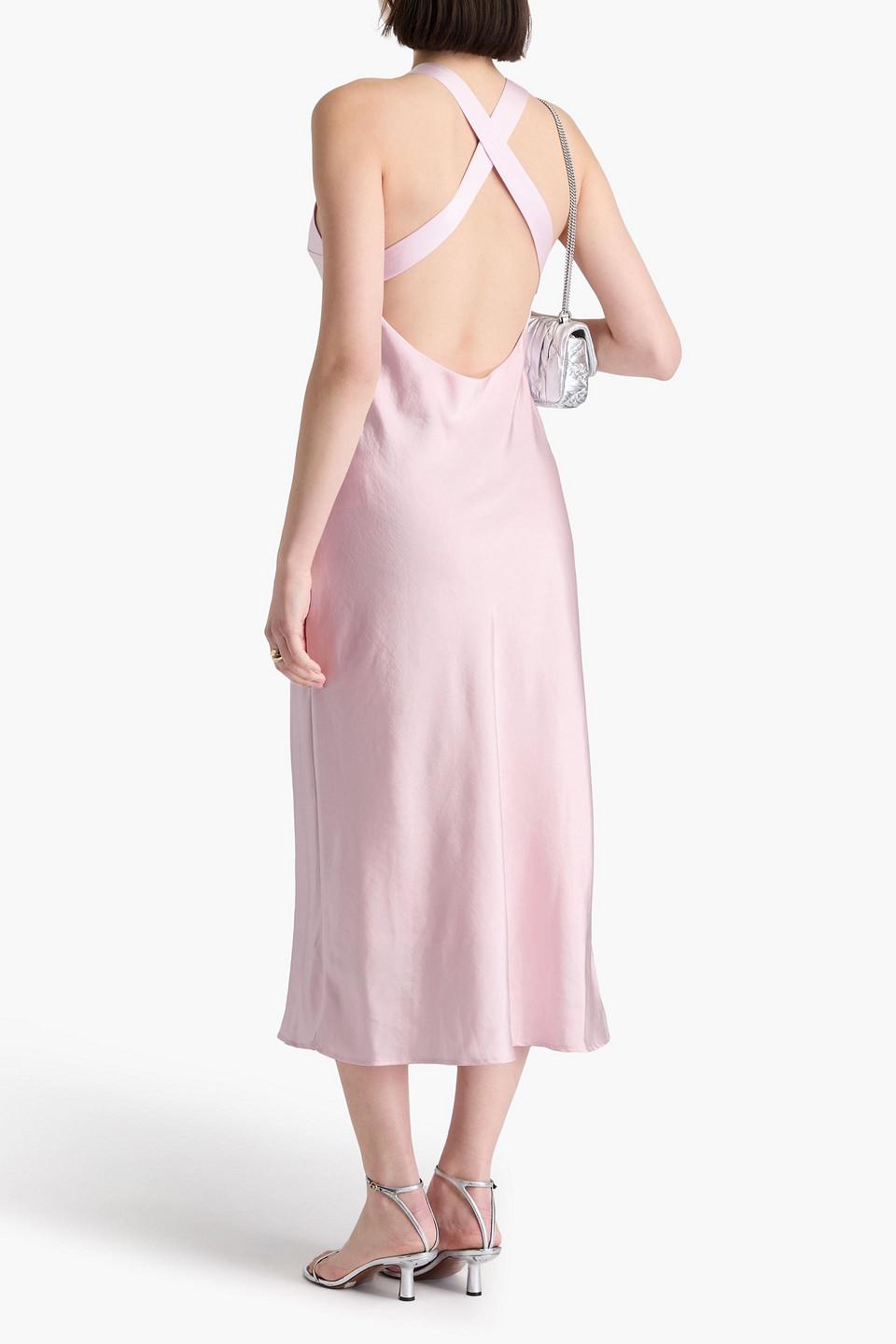 claudie pierlot pink dress CLAUDIE PIERLOT Satin Midi Dress