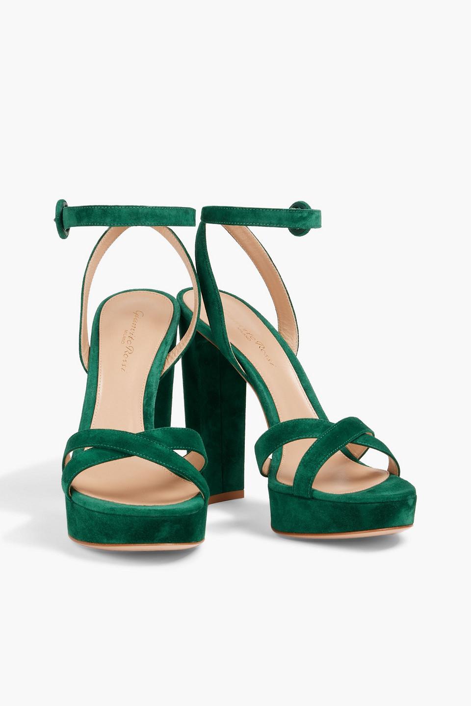 Gianvito Rossi Poppy Suede Platform Sandals in Green | Lyst
