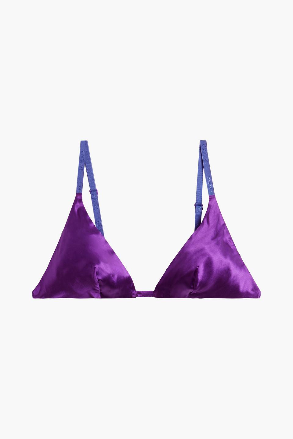 La Perla Stretch Silk-satin Triangle Bra in Purple