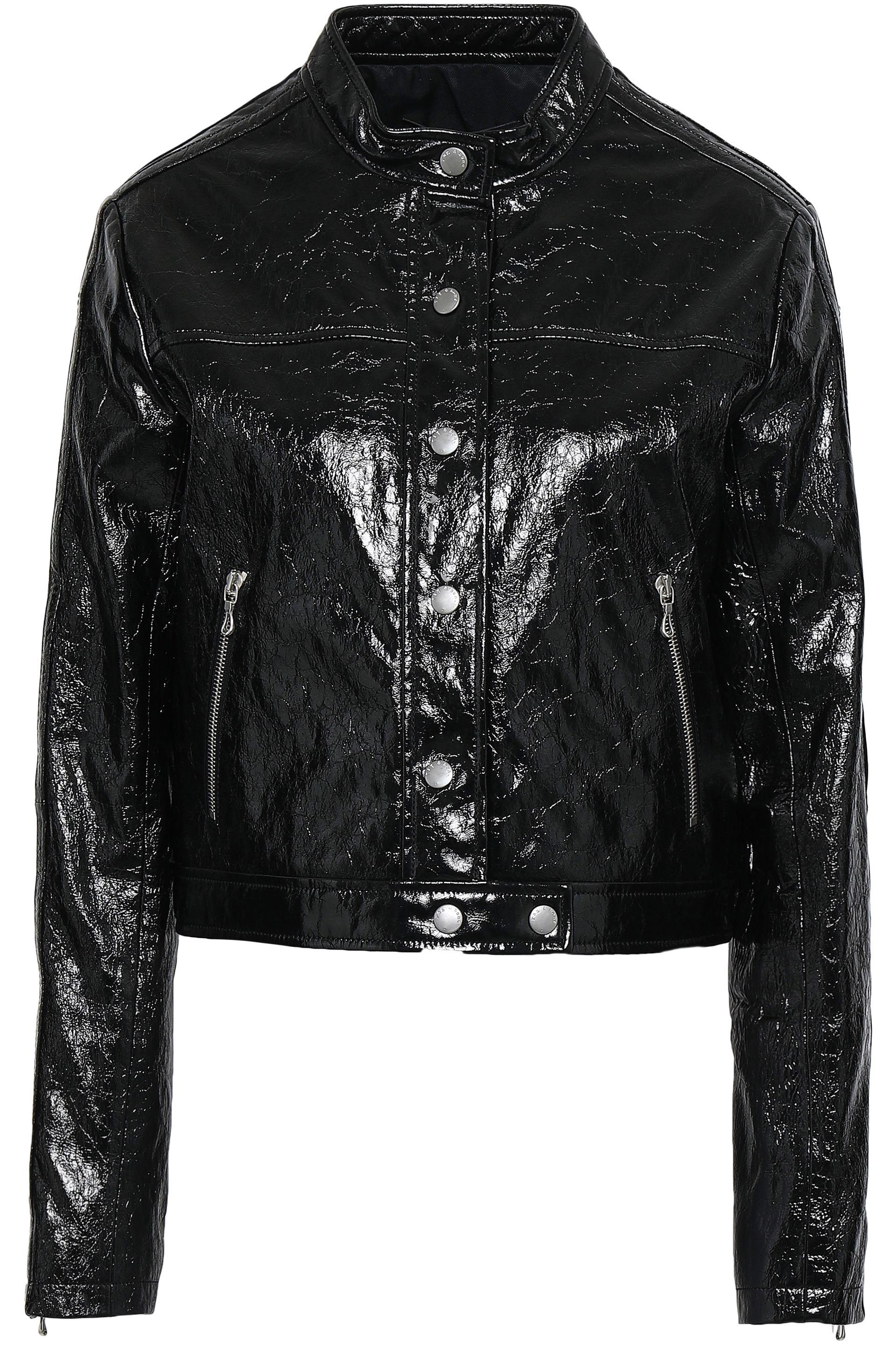 Rag & Bone Toni Cropped Cracked Patent-leather Jacket Black - Save 56% ...