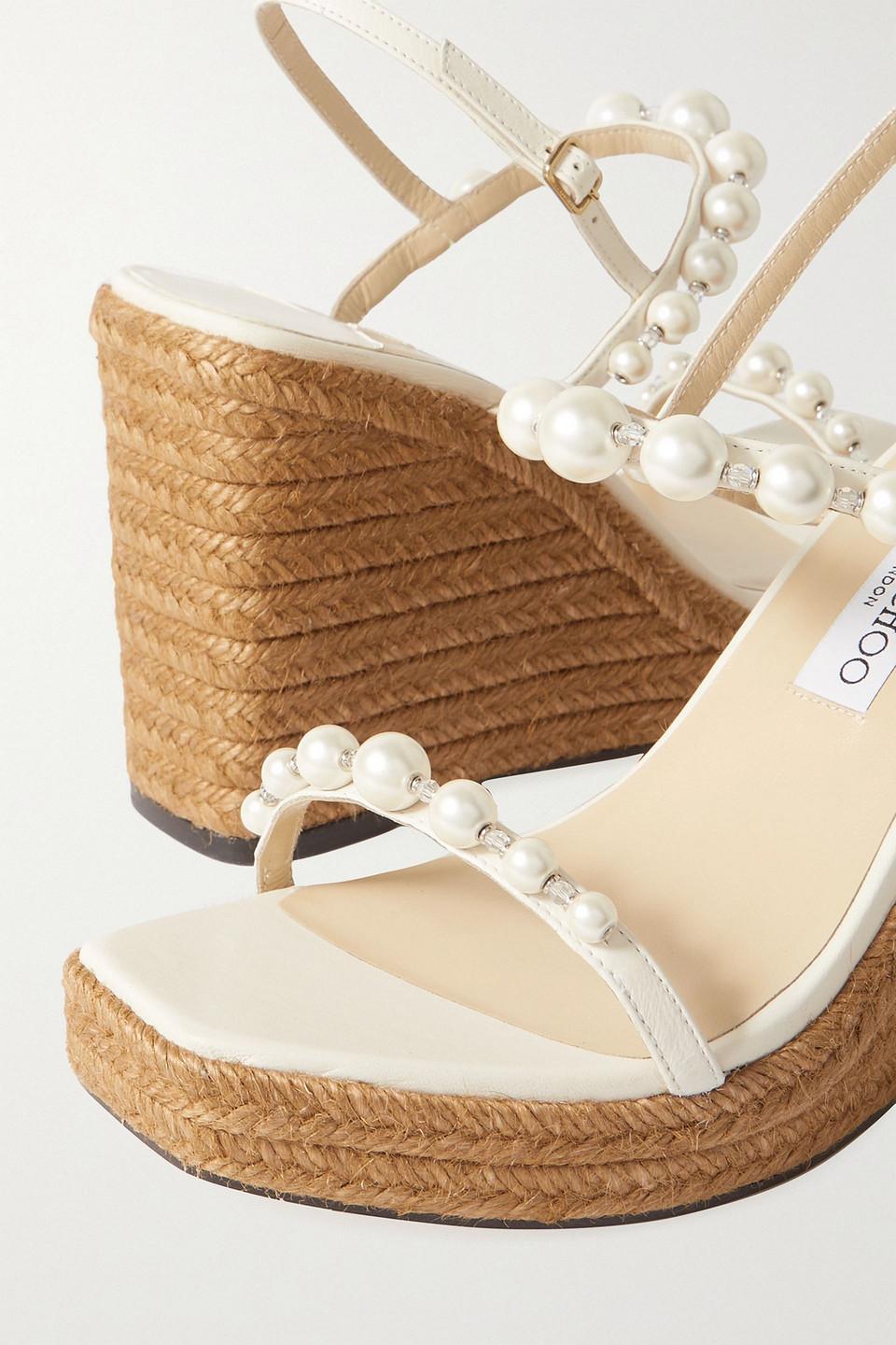 サンダル・ミュール Acrylic chain wedge sandal / White Miller Metallic Wedge Sandal: Women's Designer Sandals