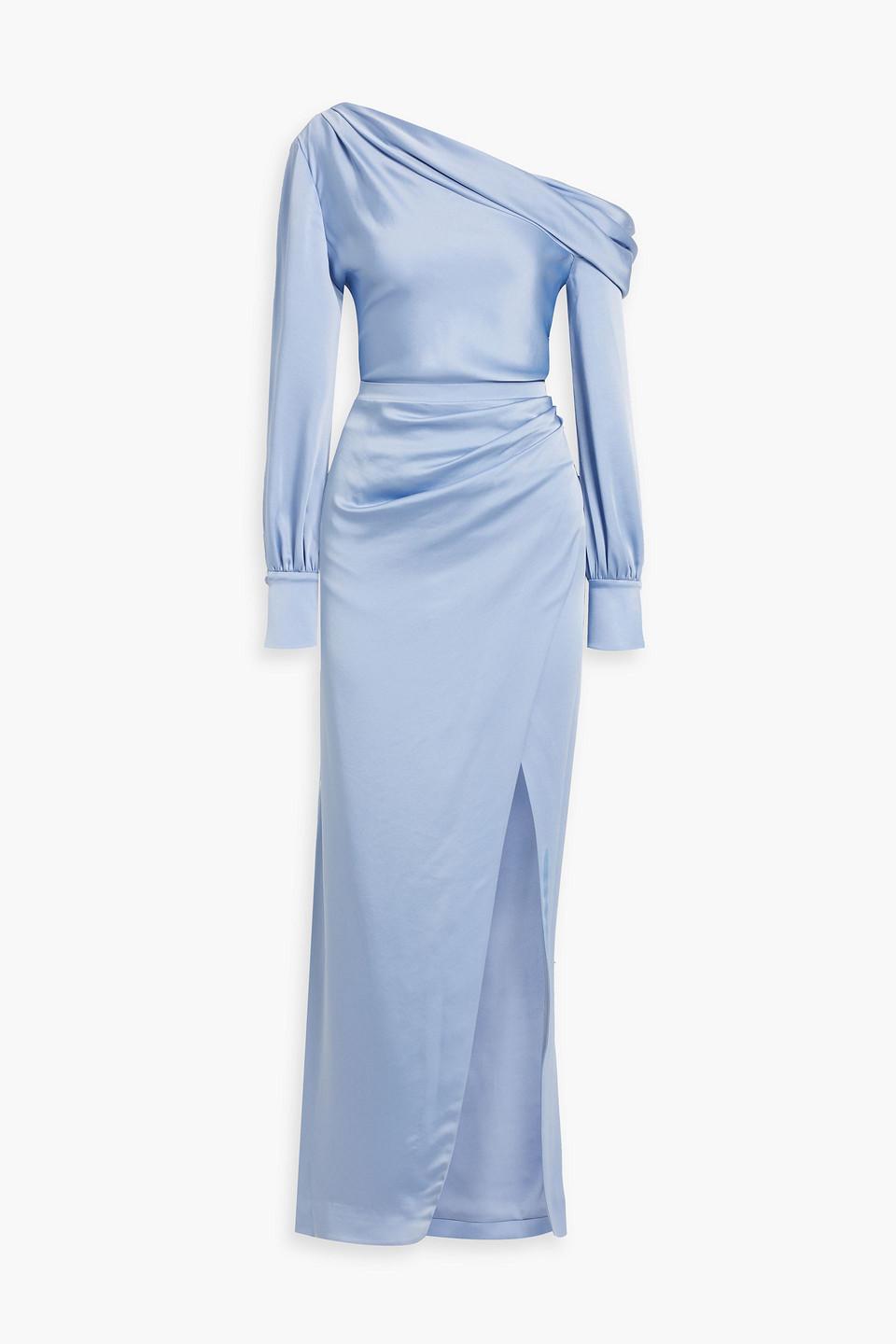 princess polly baby blue dress Gathered Waistline Crepe Dress Navy / FR 38