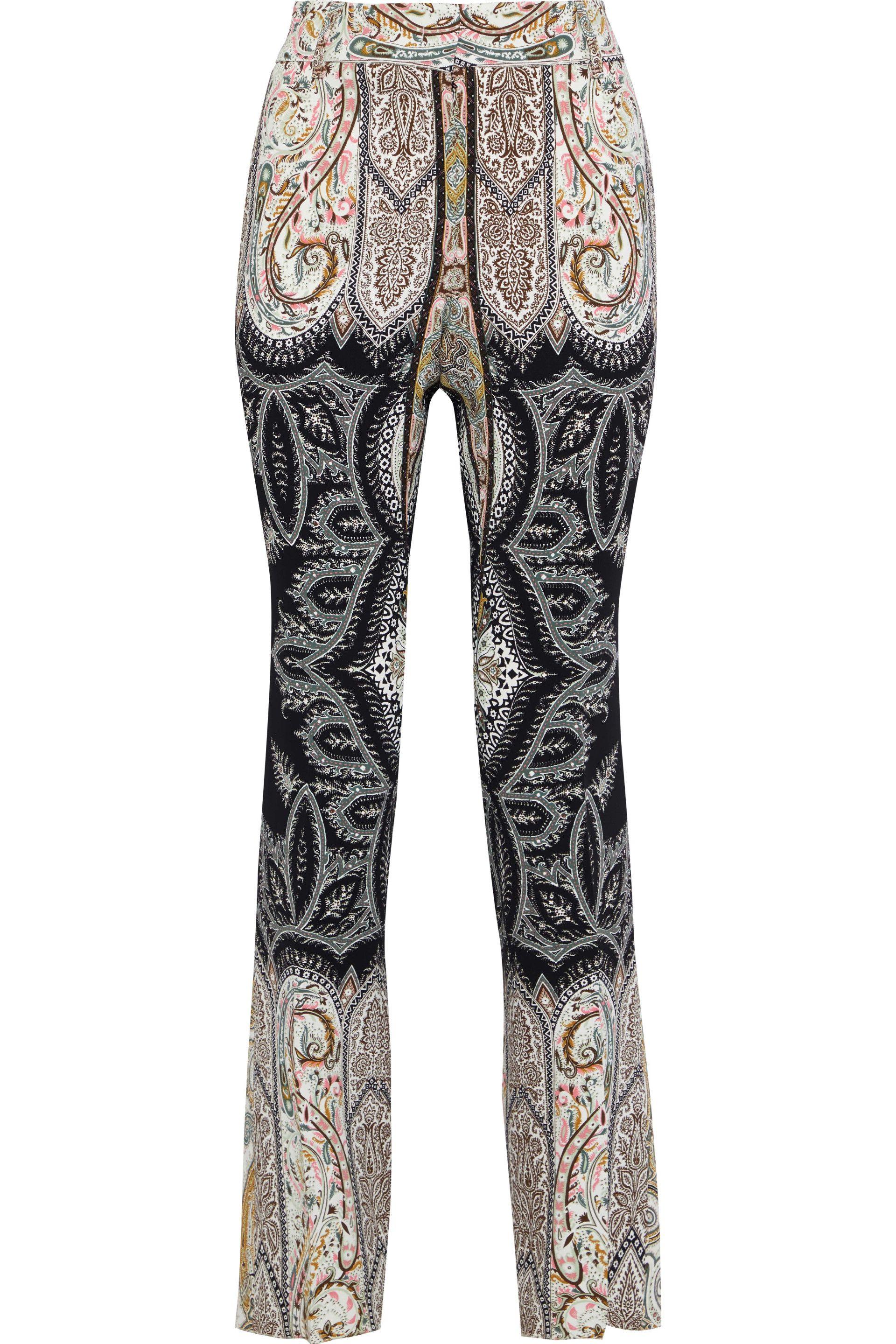 Etro Synthetic Printed Ponte Straight-leg Pants Off-white in Black - Lyst