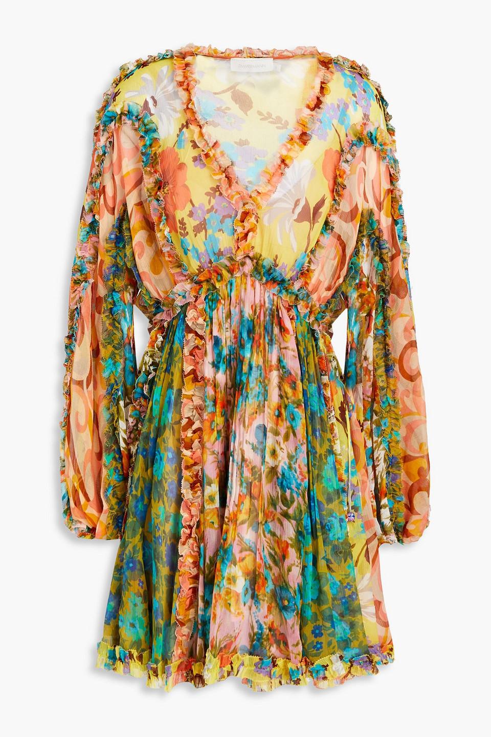 Zimmermann Estelle Billow Gathered Floral-print Georgette Mini Dress in Yellow | Lyst UK Zimmermann Estelle Billow Gathered Floral-print Georgette Mini Dress in Yellow | Lyst UK