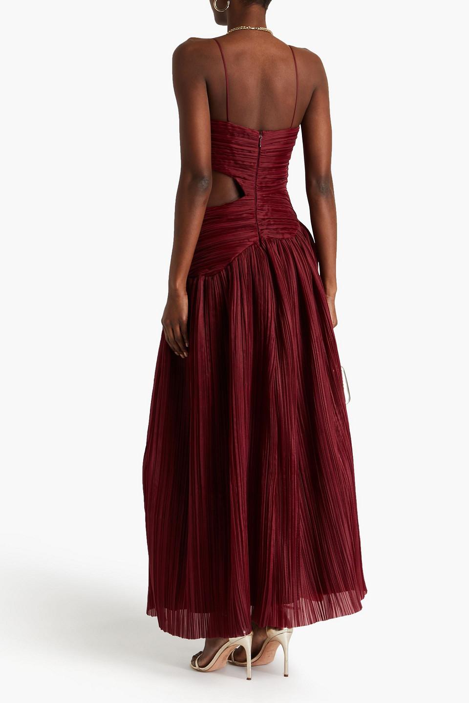 aje burgundy dress Elegant Floor-length Lace A-line Burgundy Formal Dress main image 1