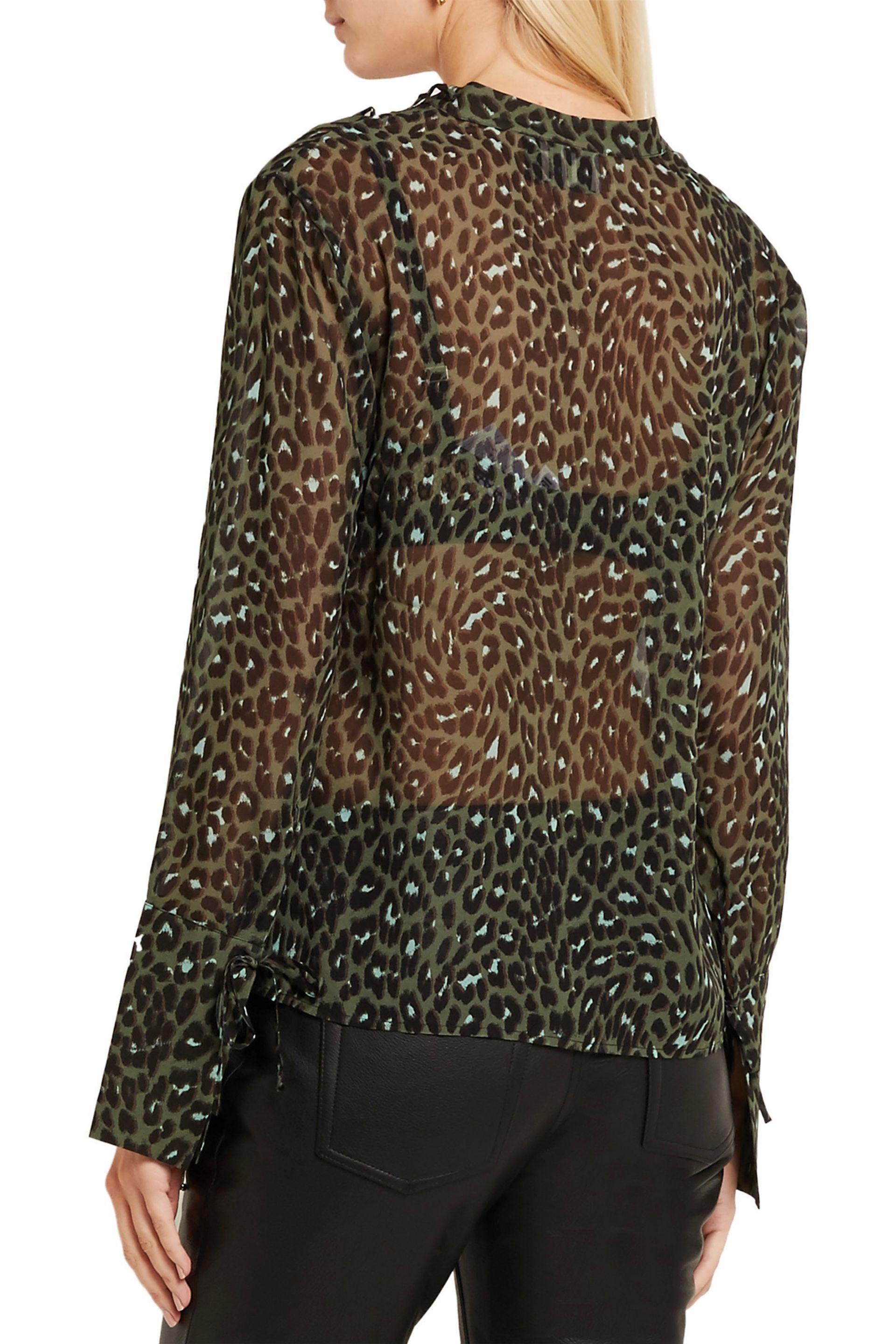 Topshop Unique Rosalind Leopard-print Silk-georgette Blouse in Forest ...