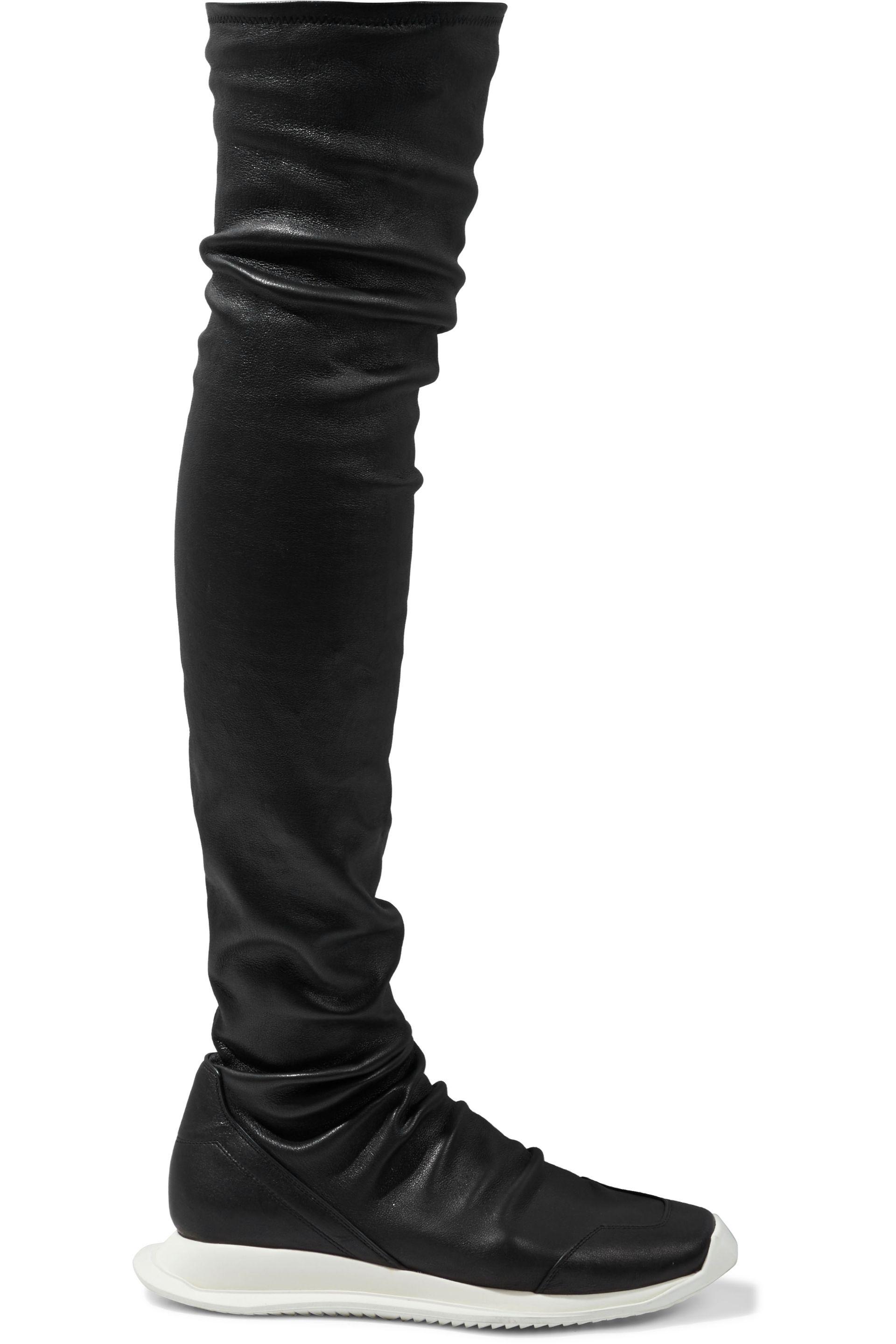 Rick Owens Oblique Runner Stretchleather Overtheknee Boots Black Lyst