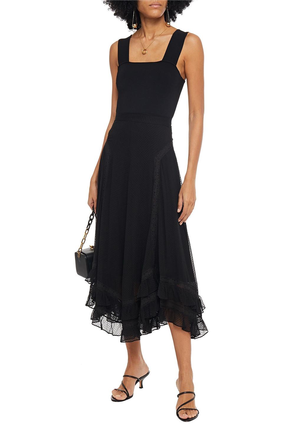 Zimmermann Sabotage Lacetrimmed Flocked Midi Skirt