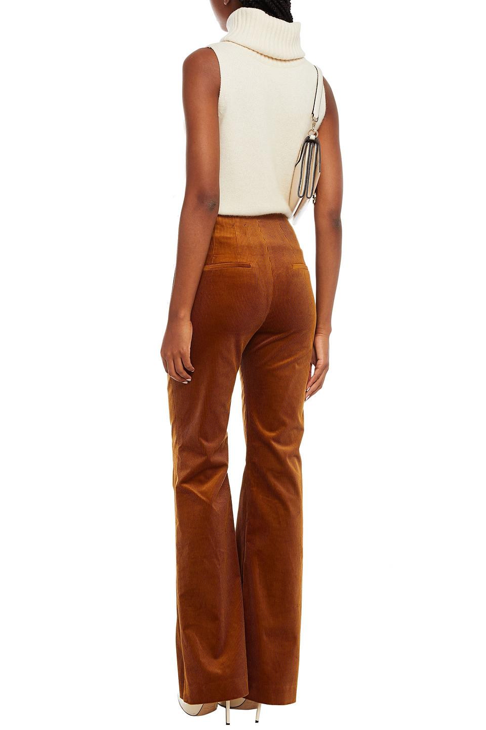Veronica Cotton-blend Corduroy Flared Pants, Vertical-stripes Pattern in Light Brown (Brown) - Lyst