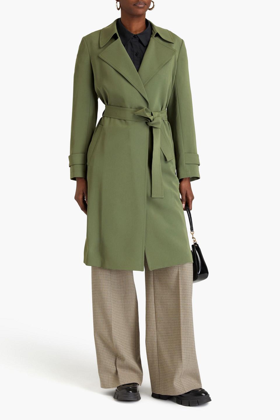 Theory Oaklane Crepe Trench Coat in Green | Lyst UK