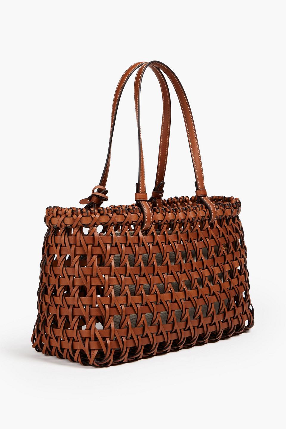 Tory Burch Mcgraw Woven Leather Tote in Brown Lyst UK