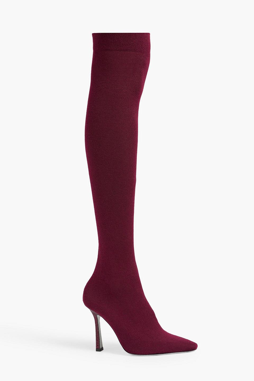 Rene Caovilla Grace Stretch-knit Over-the-knee Boots in Red