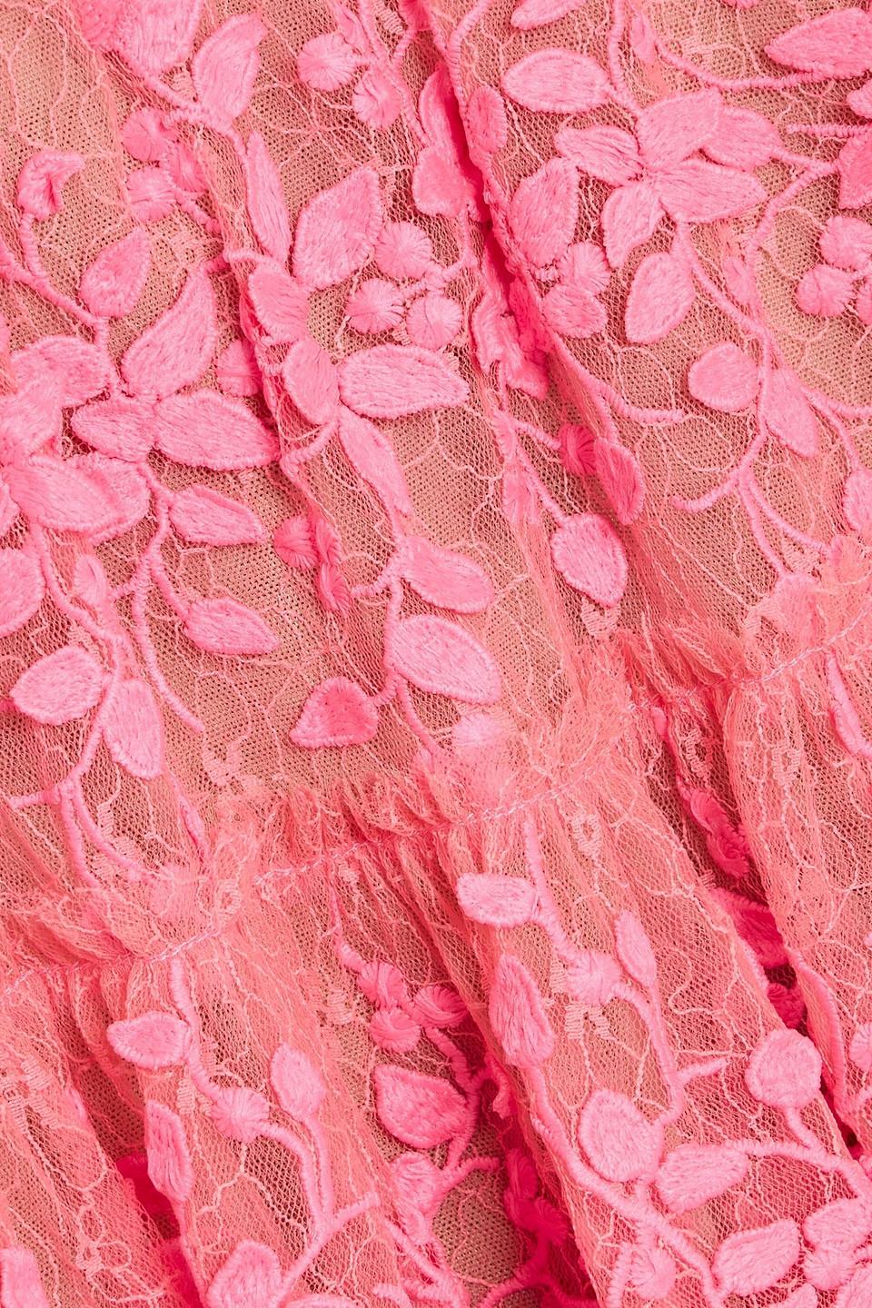Bronx and Banco Megan Tiered Guipure Lace Mini Dress in Pink | Lyst