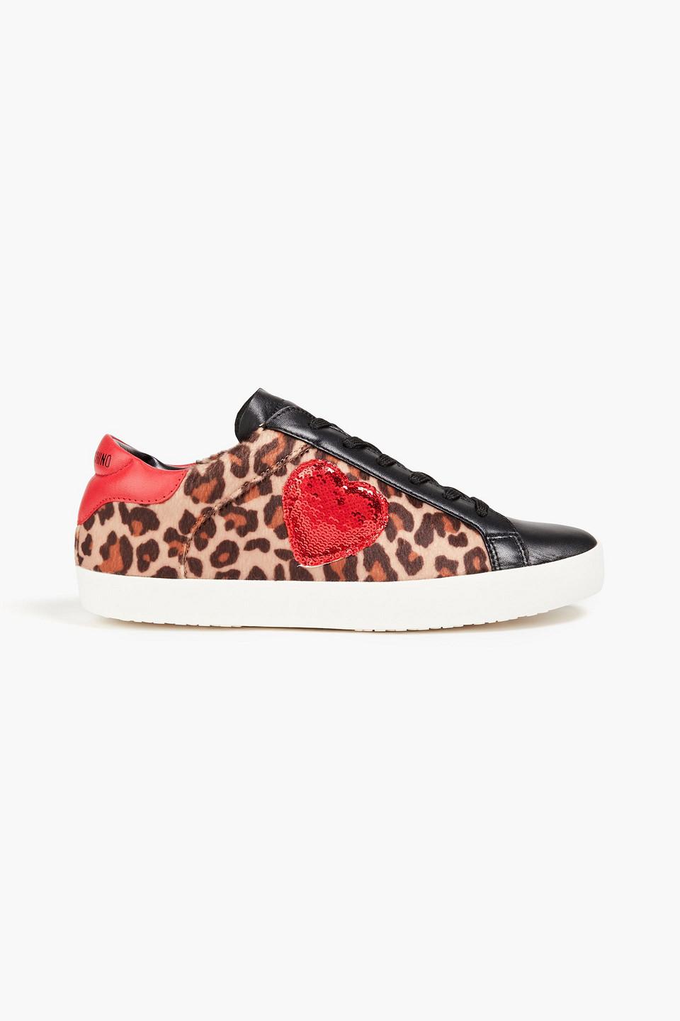 Love Moschino Sequin embellished Leopard print Velvet And Leather