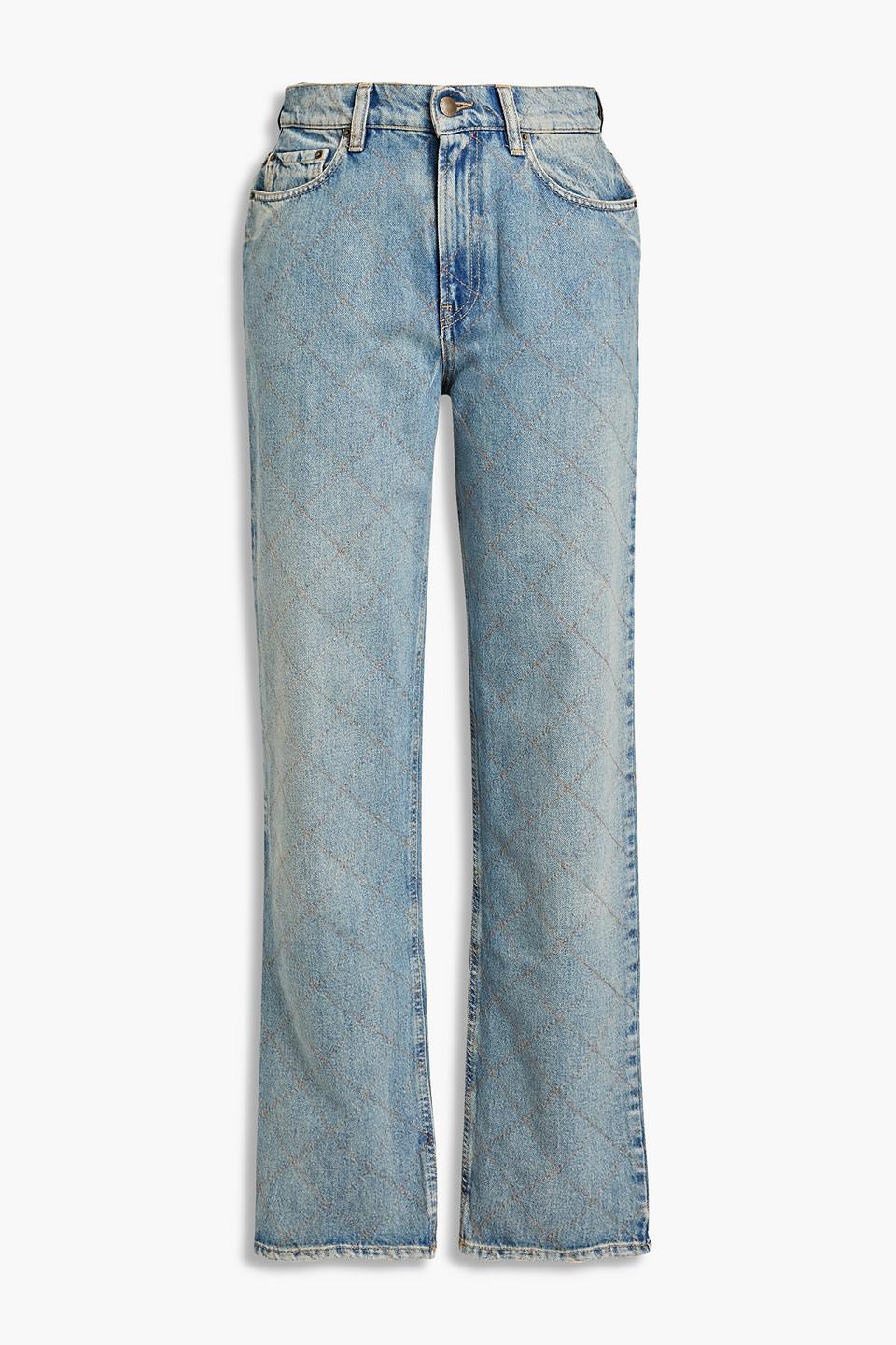 retroféte Denim Lilou Quilted High-rise Straight-leg Jeans in Blue | Lyst