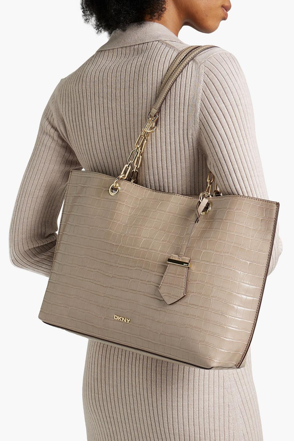 DKNY Claire Faux Croc-effect Leather Tote in Natural | Lyst