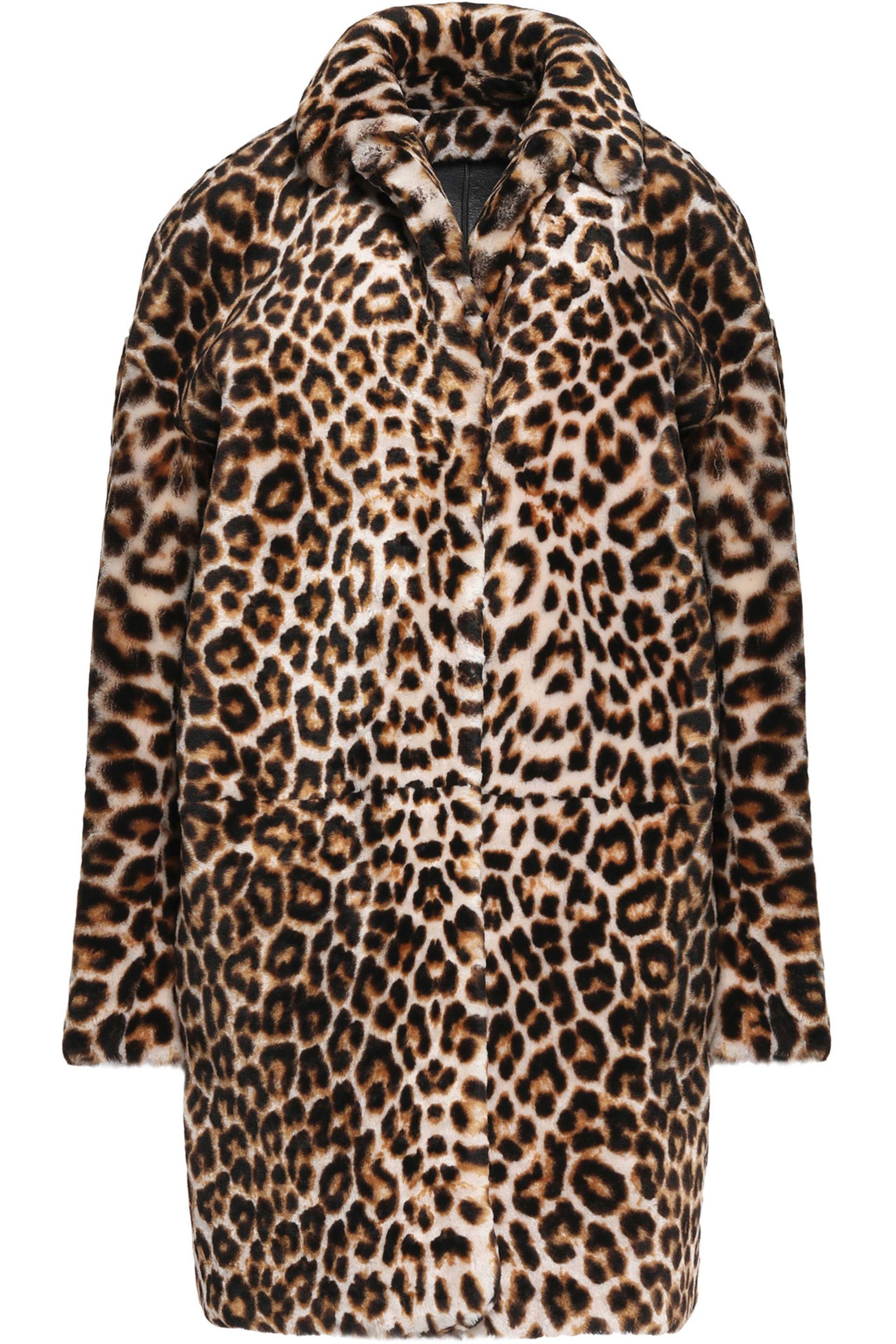 Black And White Leopard Print Faux Fur Coat : Stand Studio Leopard ...