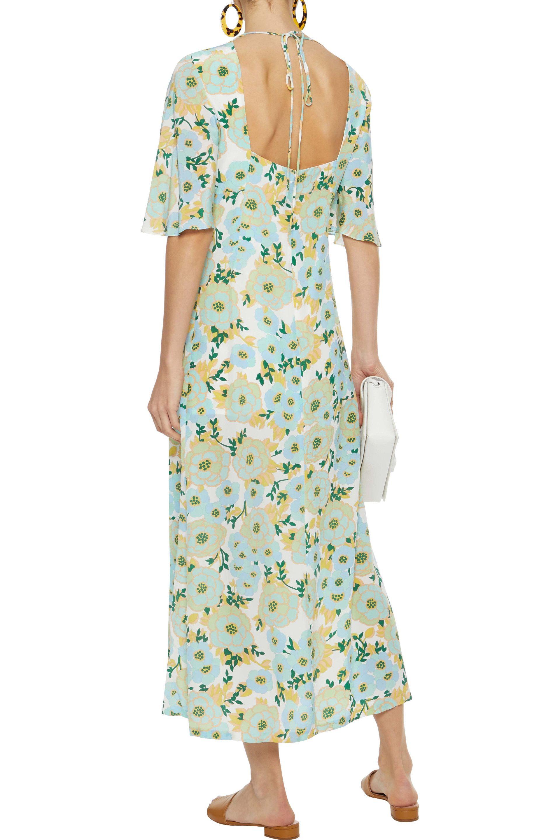 Sandro Rosana Wrap-effect Floral-print Washed-silk Midi Dress Light Green - Lyst
