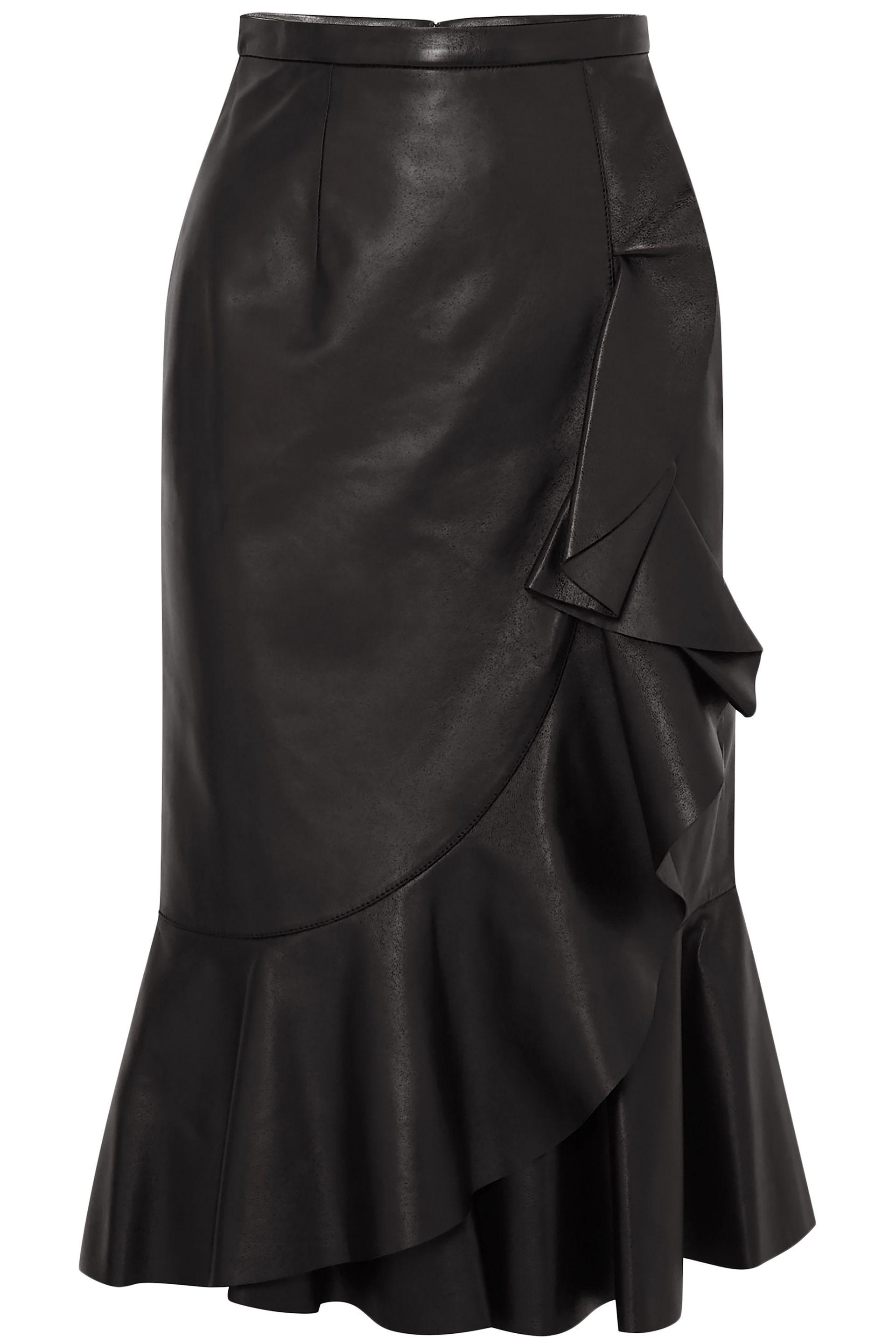 Michael Kors Rumba Wrap-effect Ruffled Leather Skirt in Black - Lyst