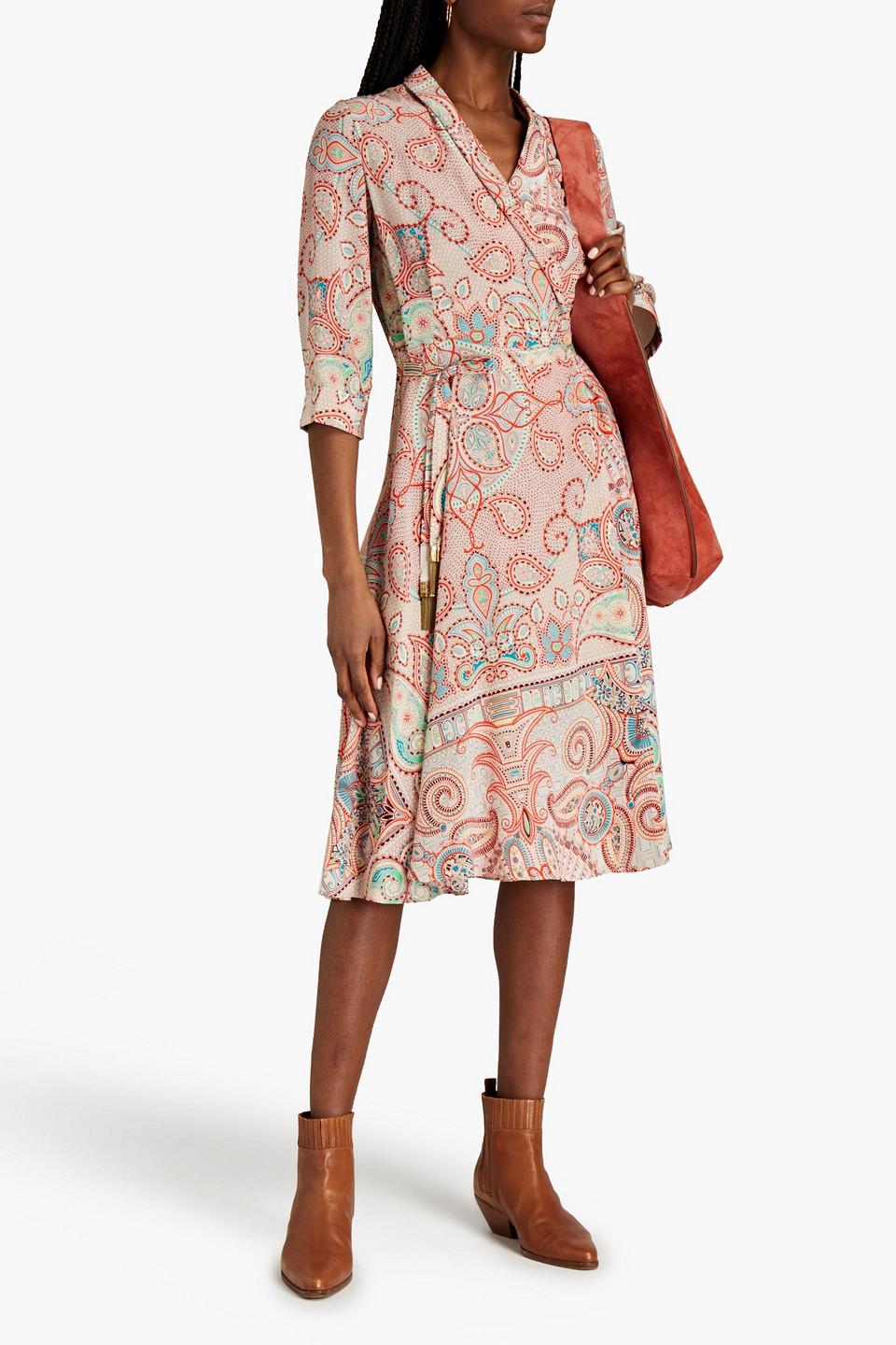 Etro Paisley-print Silk Crepe De Chine Midi Wrap Dress | Lyst