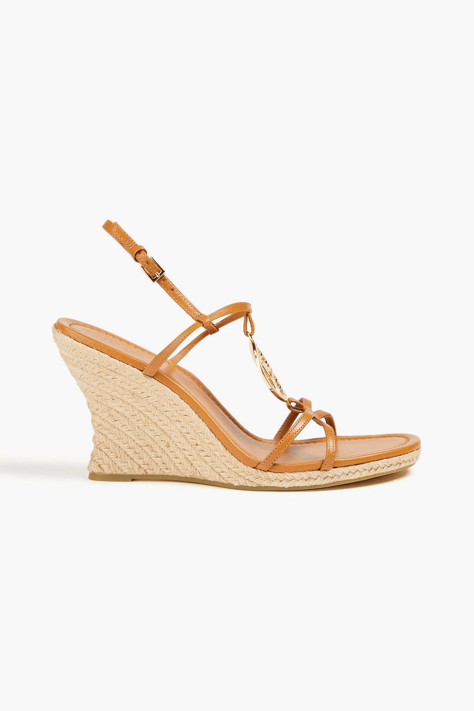 Tory Burch★Capri Miller レザー ウェッジサンダル ロゴ付き TORY BURCH Capri Miller レザー ウェッジサンダル ロゴ付き