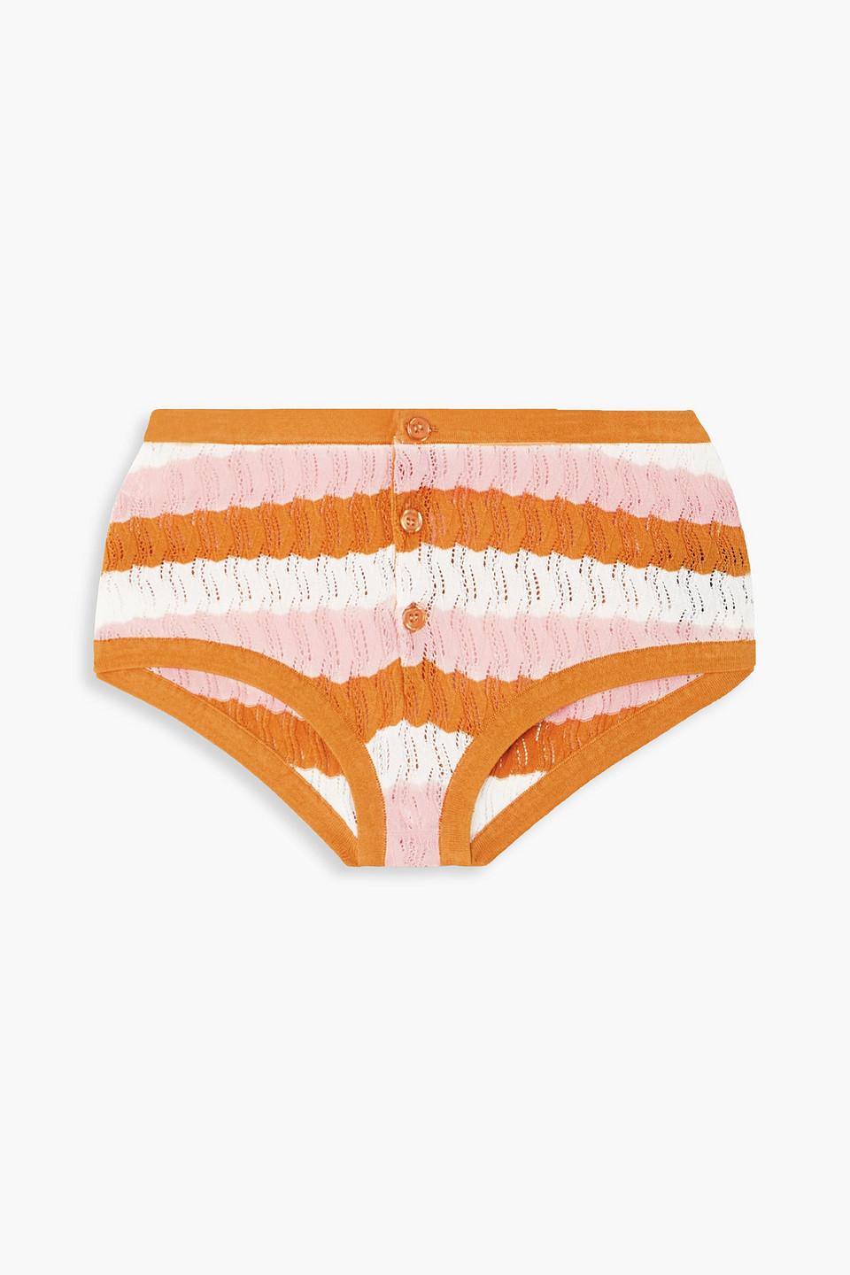 Dodo Bar Or Sissy Striped Pointelle-knit Briefs in Orange | Lyst