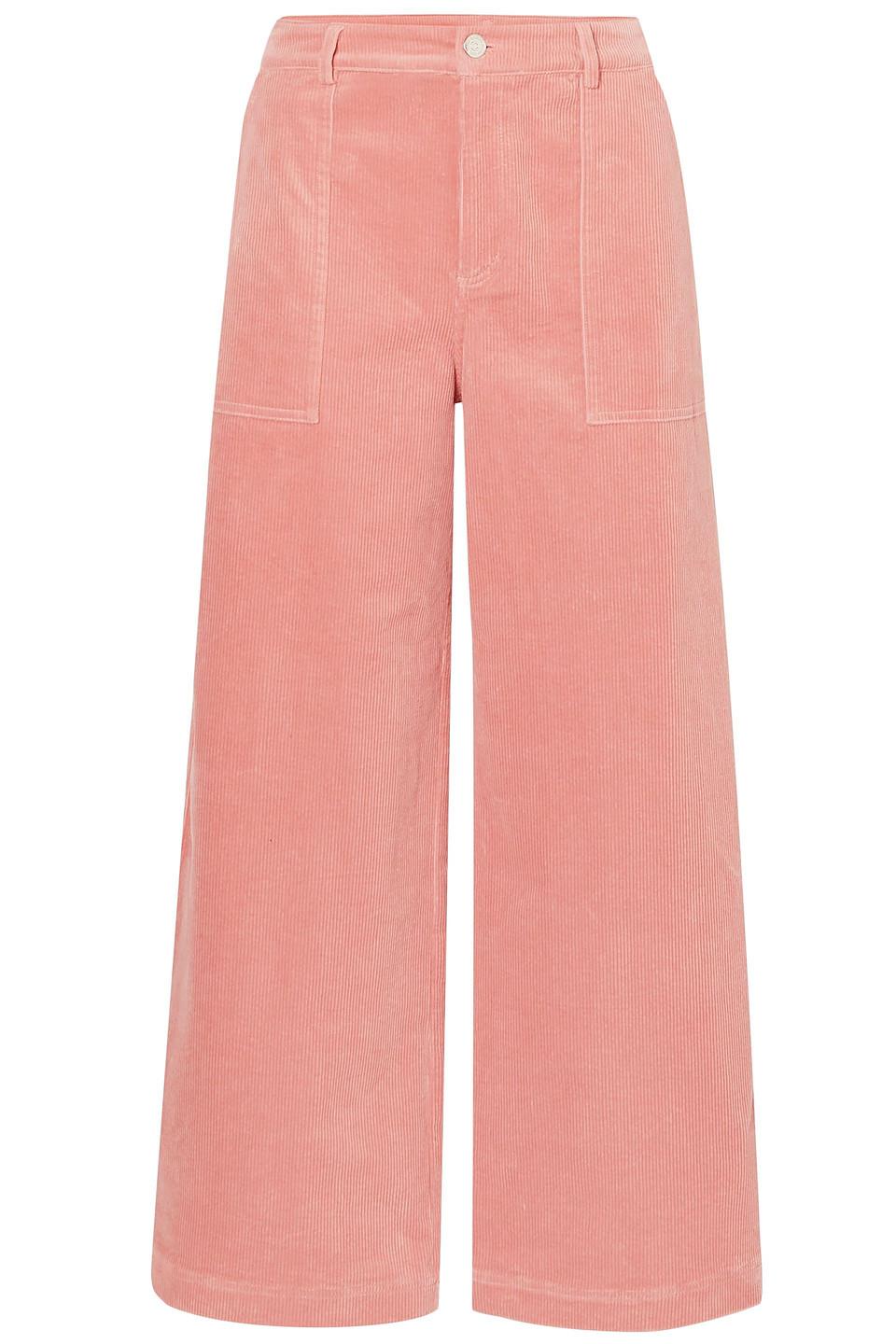 Ganni Cotton-blend Corduroy Wide-leg Pants Pastel Pink - Lyst