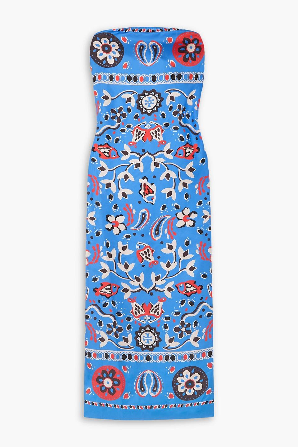 tory burch printed silk strapless dress Tory Burch Women's Strapless Sequin Dress in Pink Floral, size 0