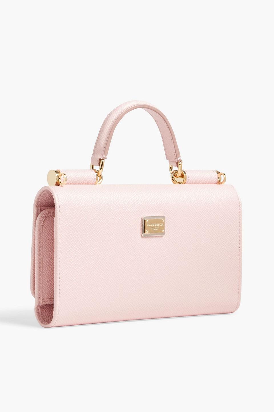 Dolce & Gabbana Appliquéd Textured-leather Phone Bag in Pink | Lyst