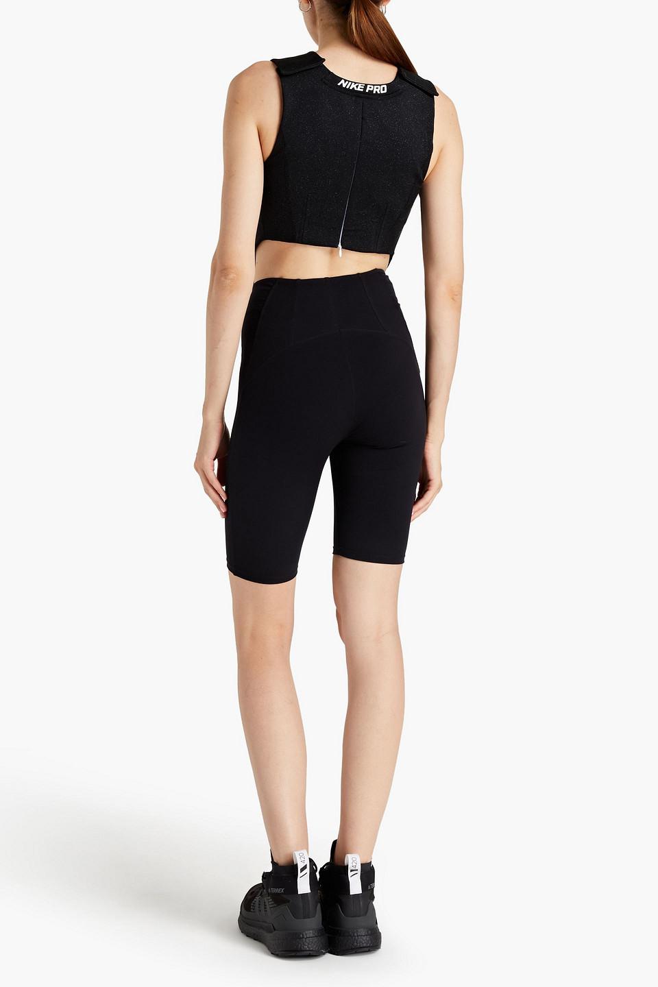 Nike Synthetic Cropped Printed Metallic Stretch-jersey Tank in Black | Lyst