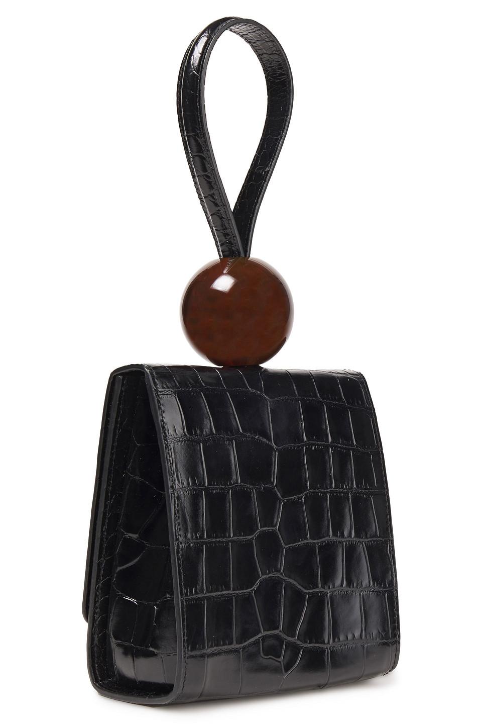 New Day Women's Black Croc Leather Clutch