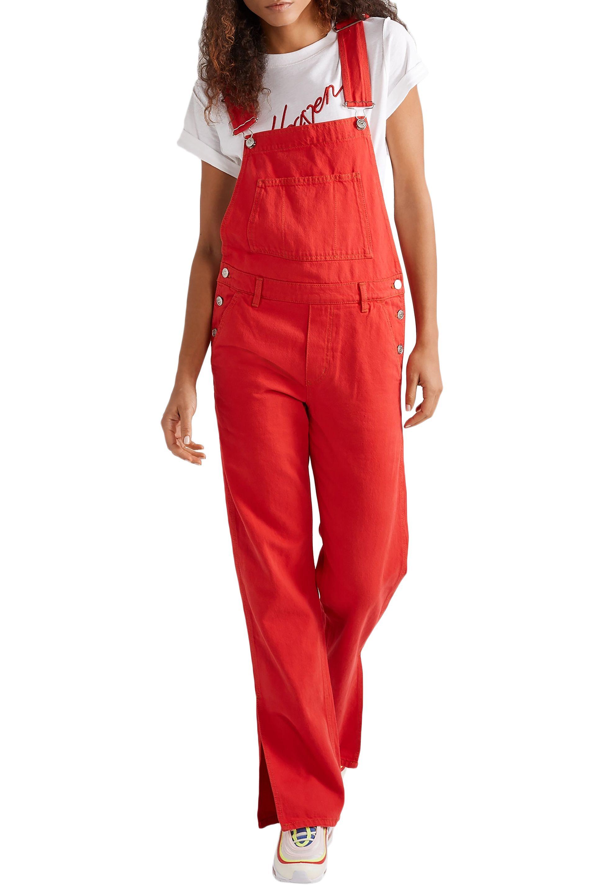 Ganni Denim Overalls Red Lyst