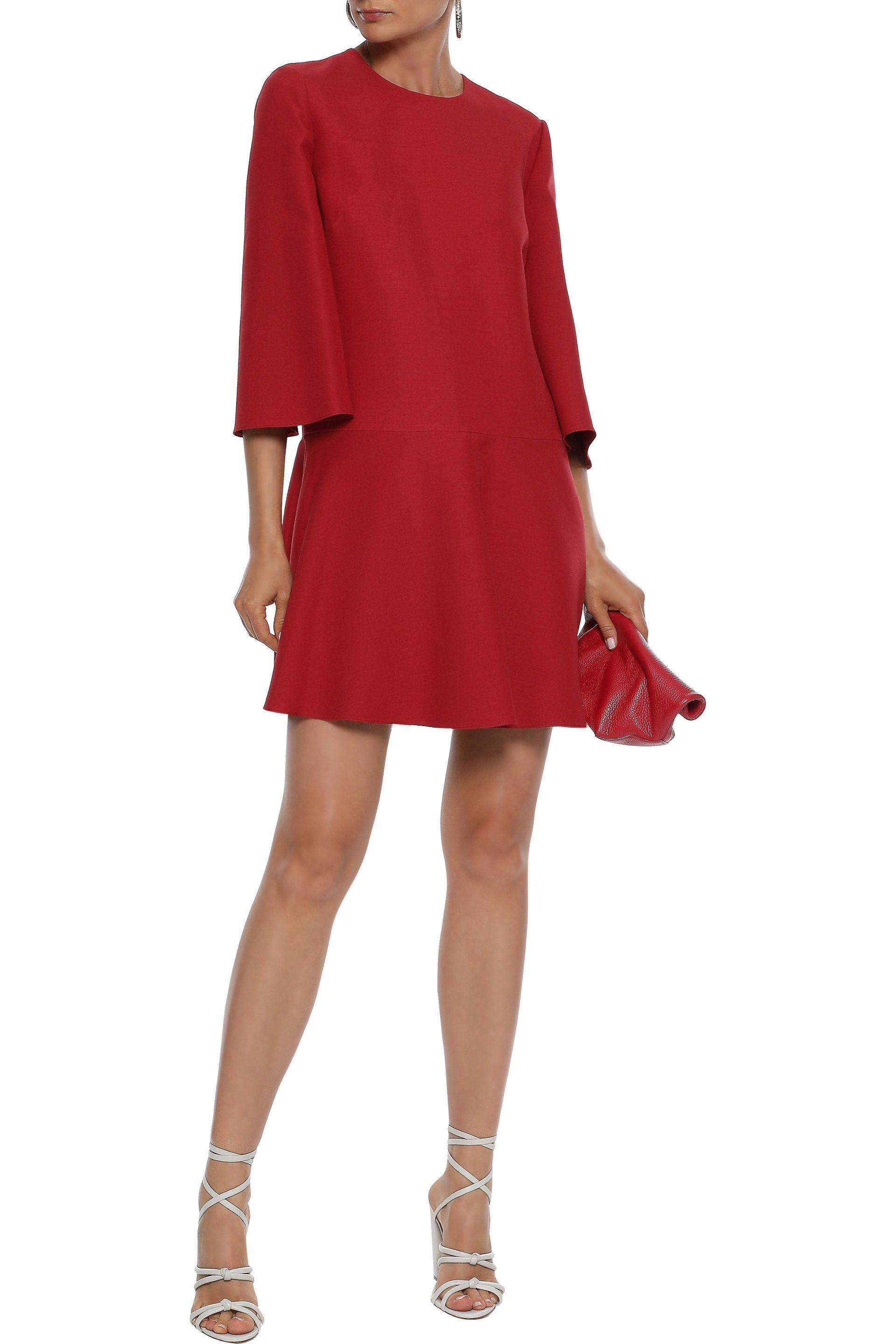 Valentino Flared Wool And Silk-blend Mini Dress Crimson - Lyst