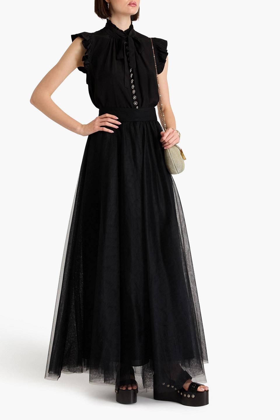 Zimmermann Tulle Maxi Skirt in Black | Lyst