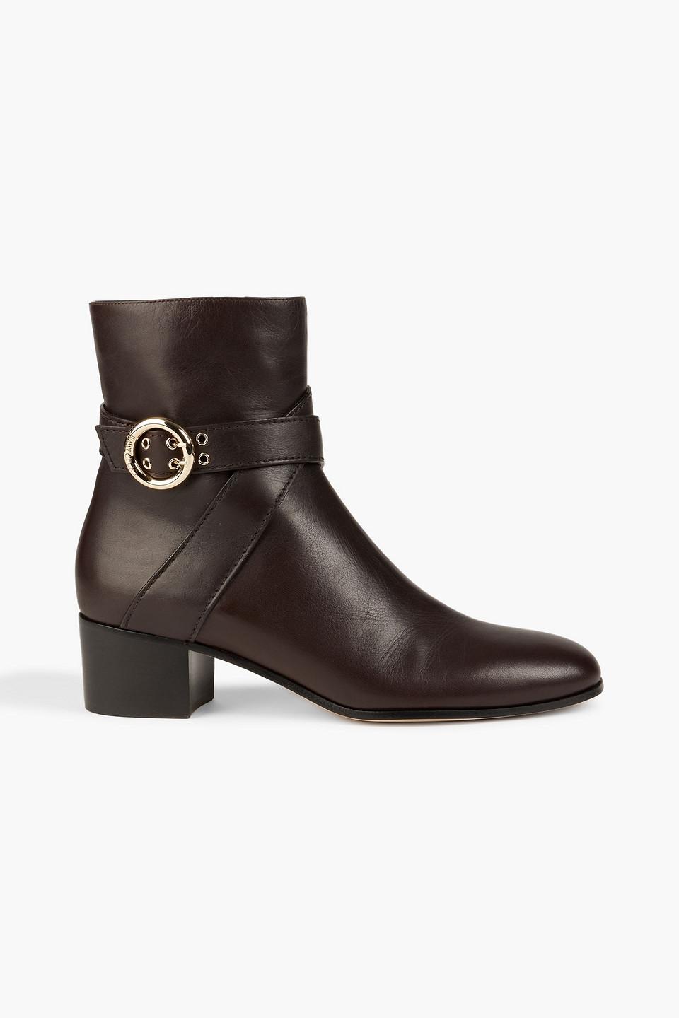 Jimmy Choo Blanka 40 Buckled Leather Ankle Boots in Brown | Lyst