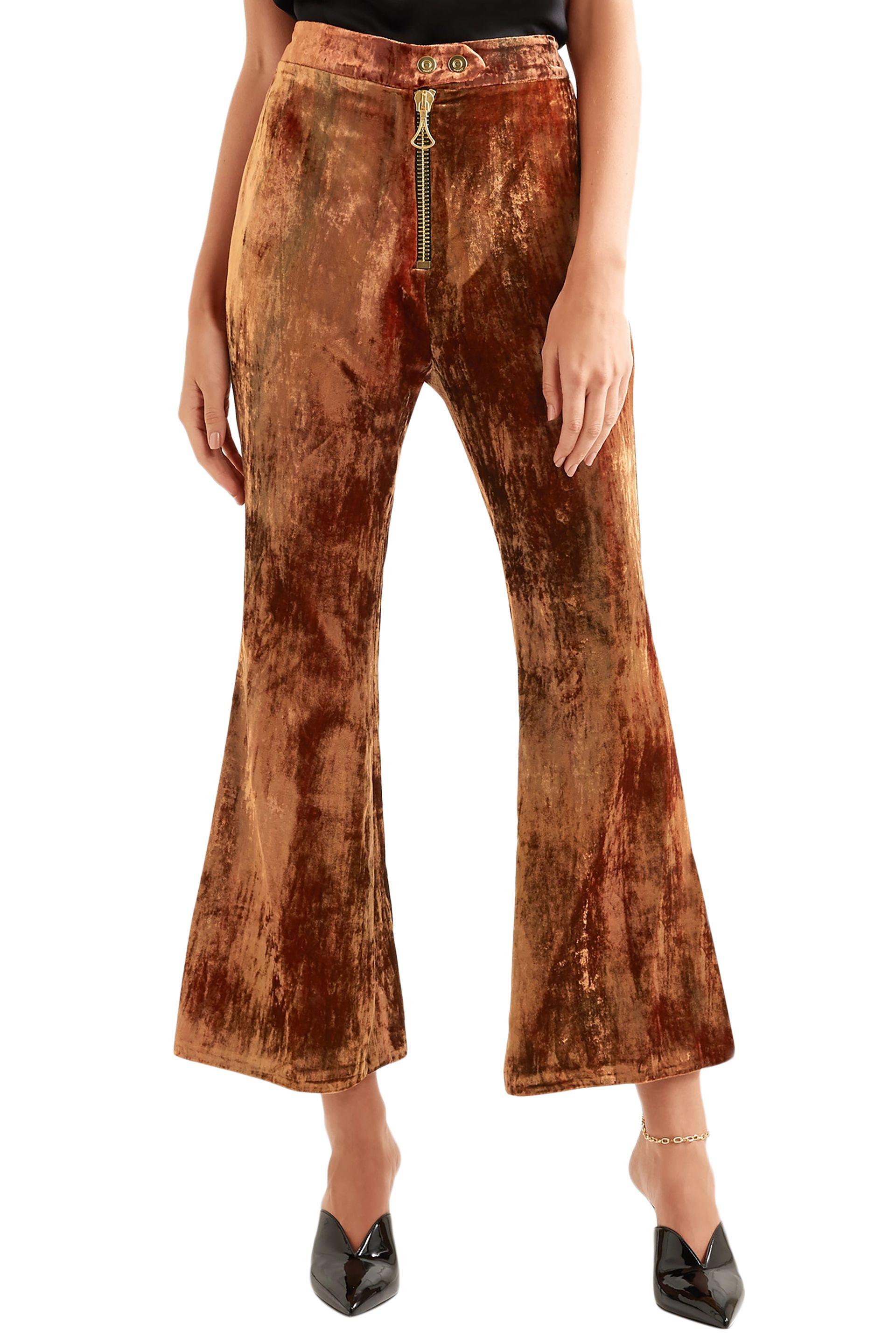 Ellery Woman Cooly Chant Crushed Velvet Kick Flare Pants Copper In