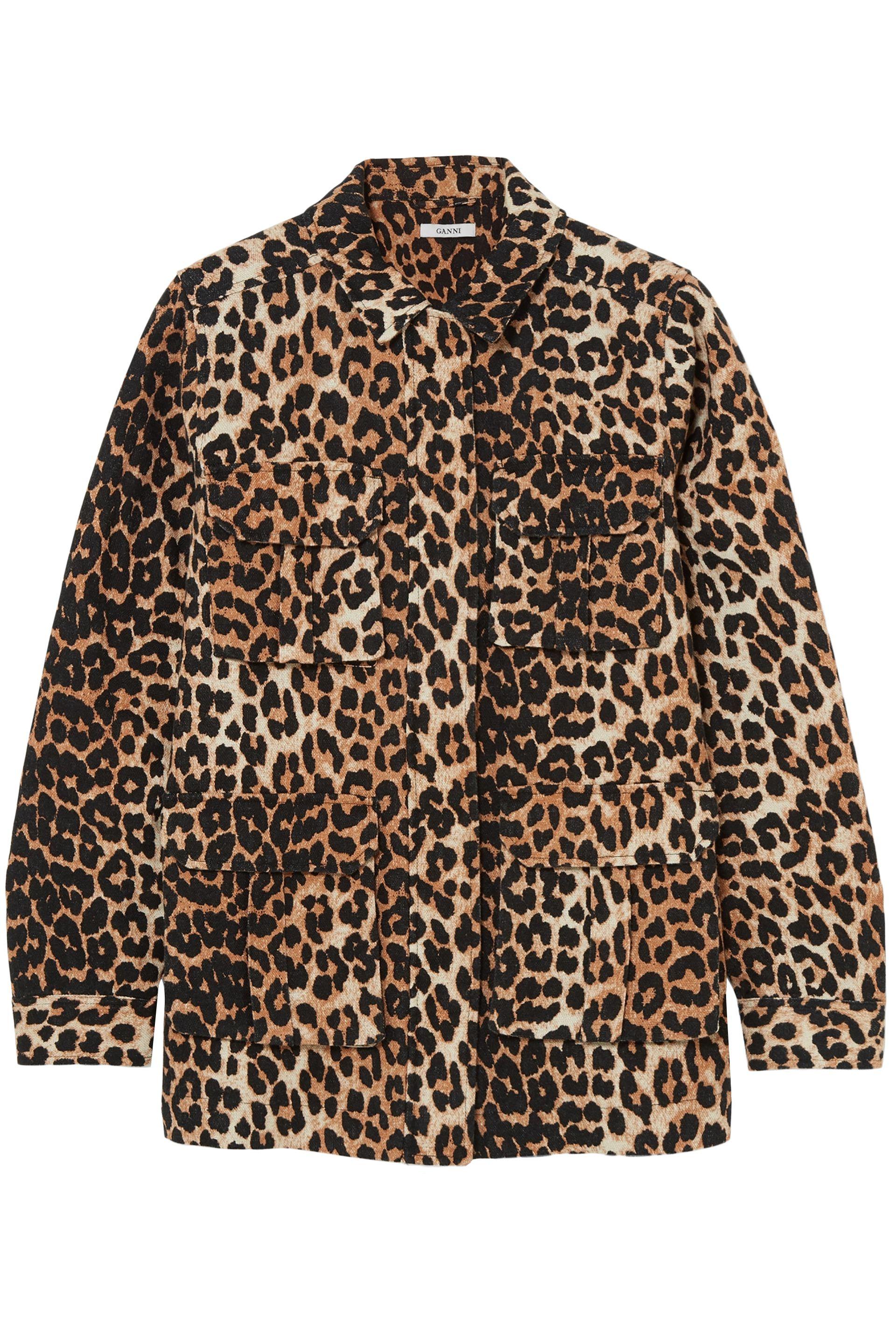 Seraph uniek deken Ganni Camberwell Leopard-print Linen And Cotton-blend Canvas Jacket Animal  Print in Brown | Lyst