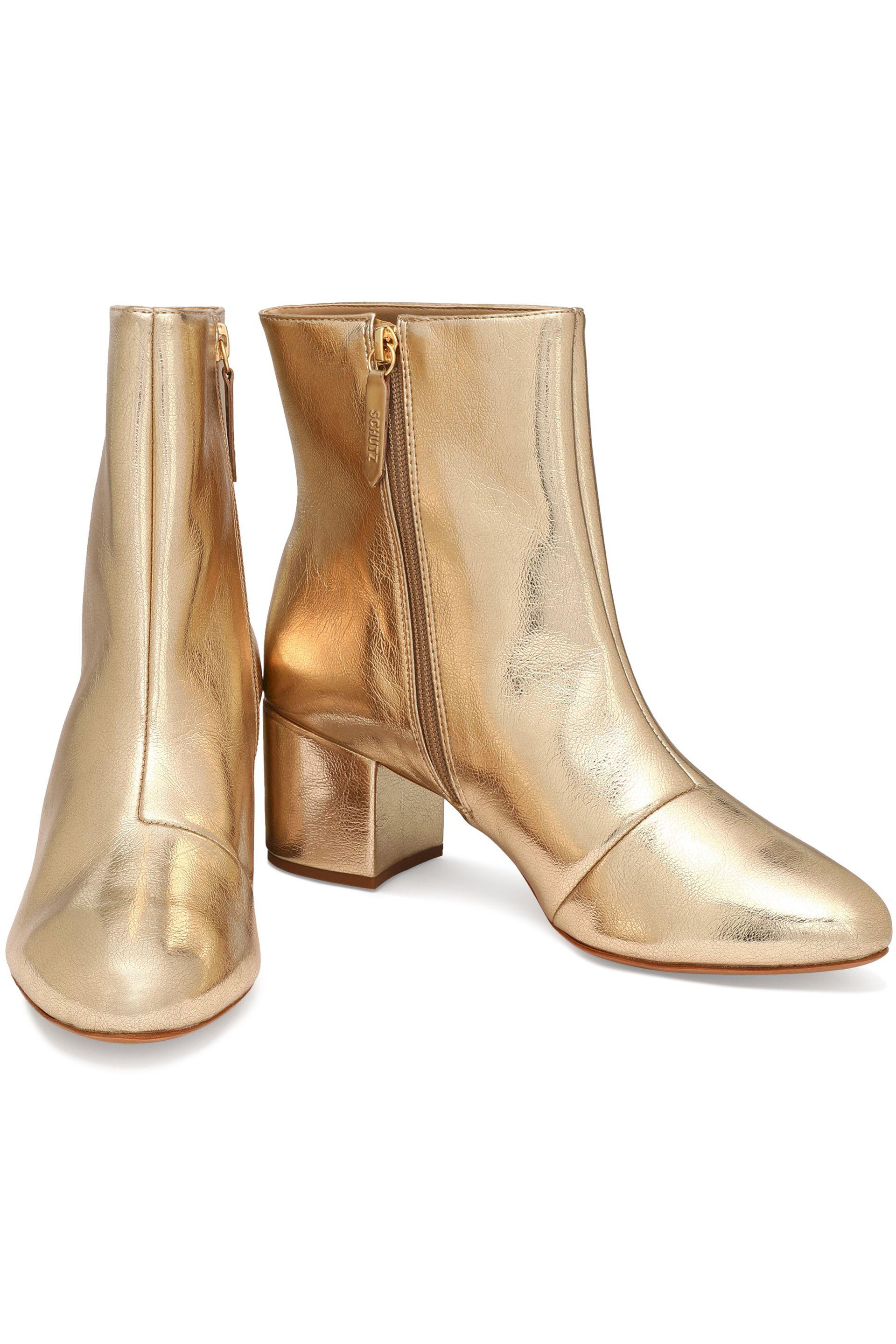 Schutz Leather Ankle Boots in Gold (Metallic) | Lyst