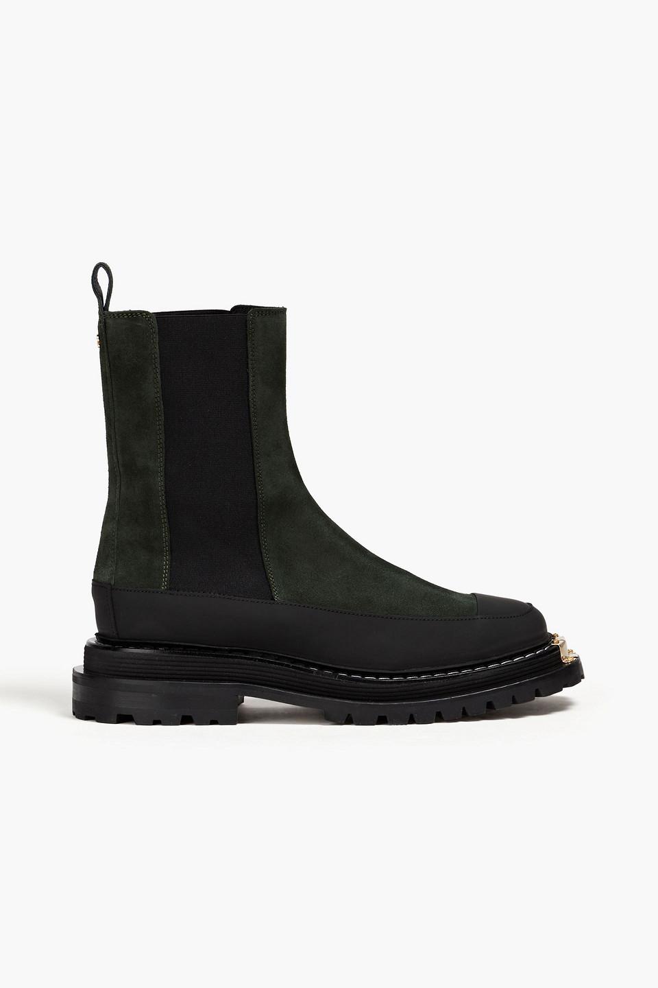 sandro♦Liamチェルシーブーツ レザー 送料込 SANDRO Liam suede and leather Chelsea boots | THE OUTNET