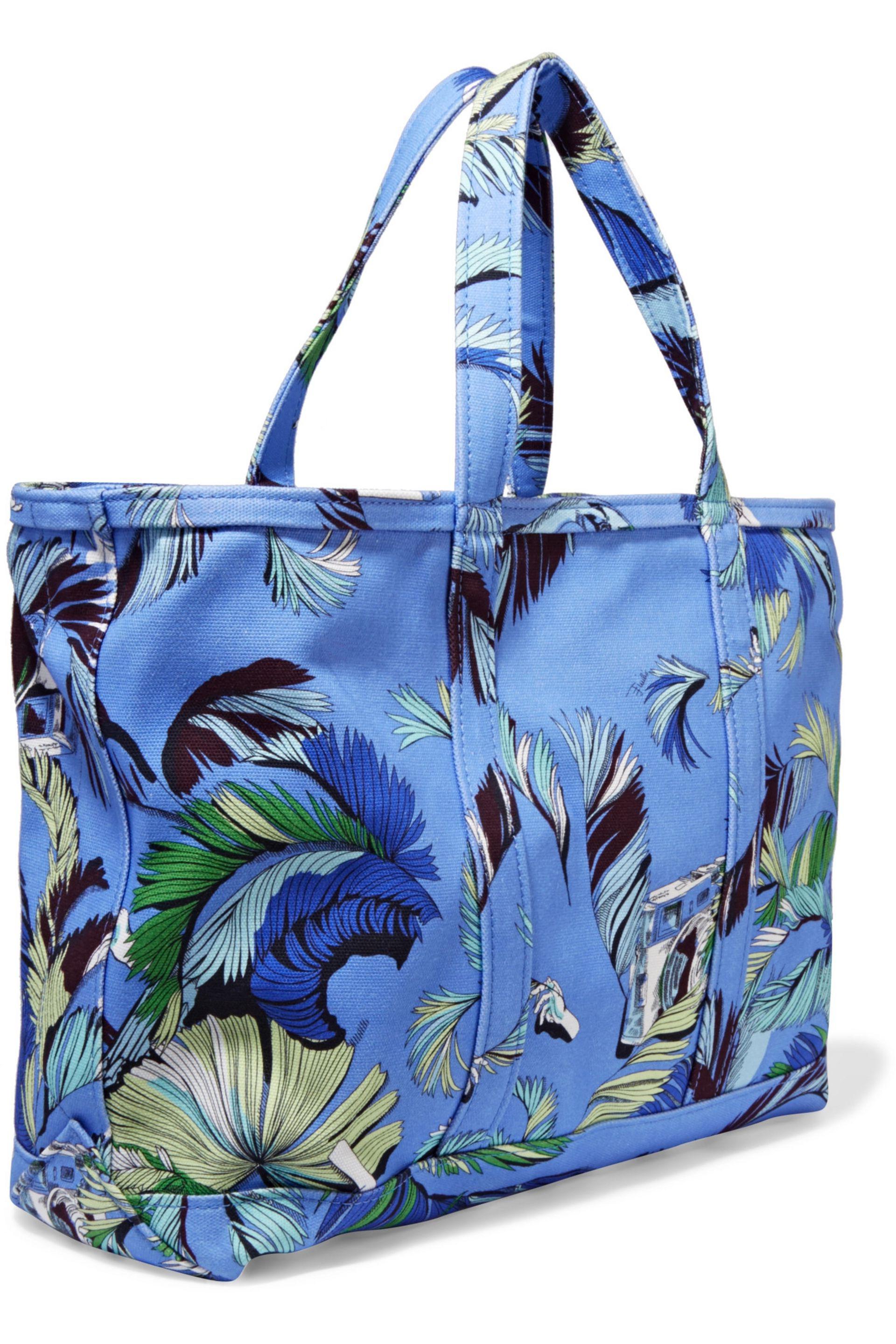 Emilio Pucci Leather-trimmed Printed Canvas Tote in Purple - Lyst