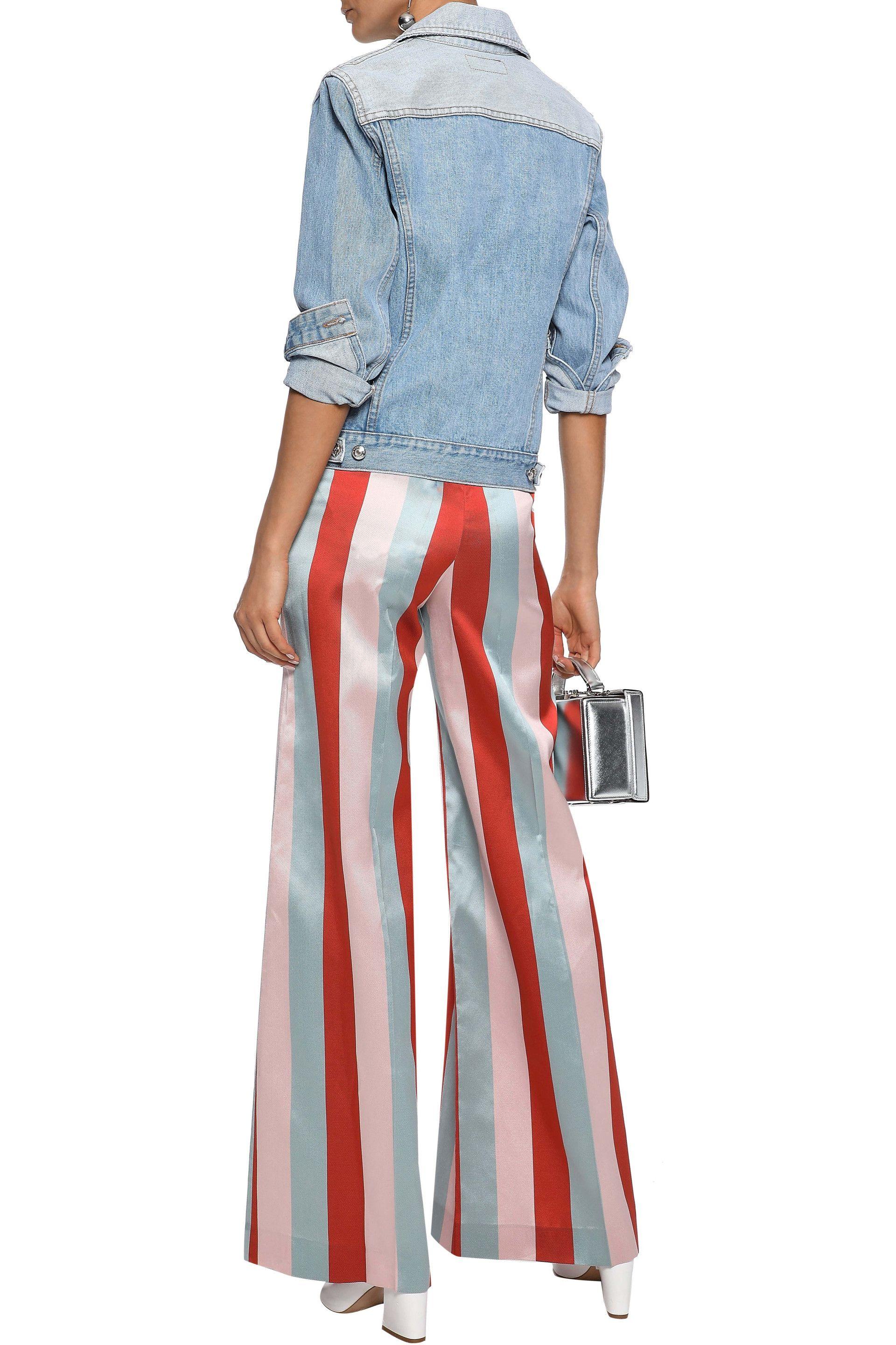 RED Valentino Striped Satin-twill Wide-leg Pants Multicolor - Lyst
