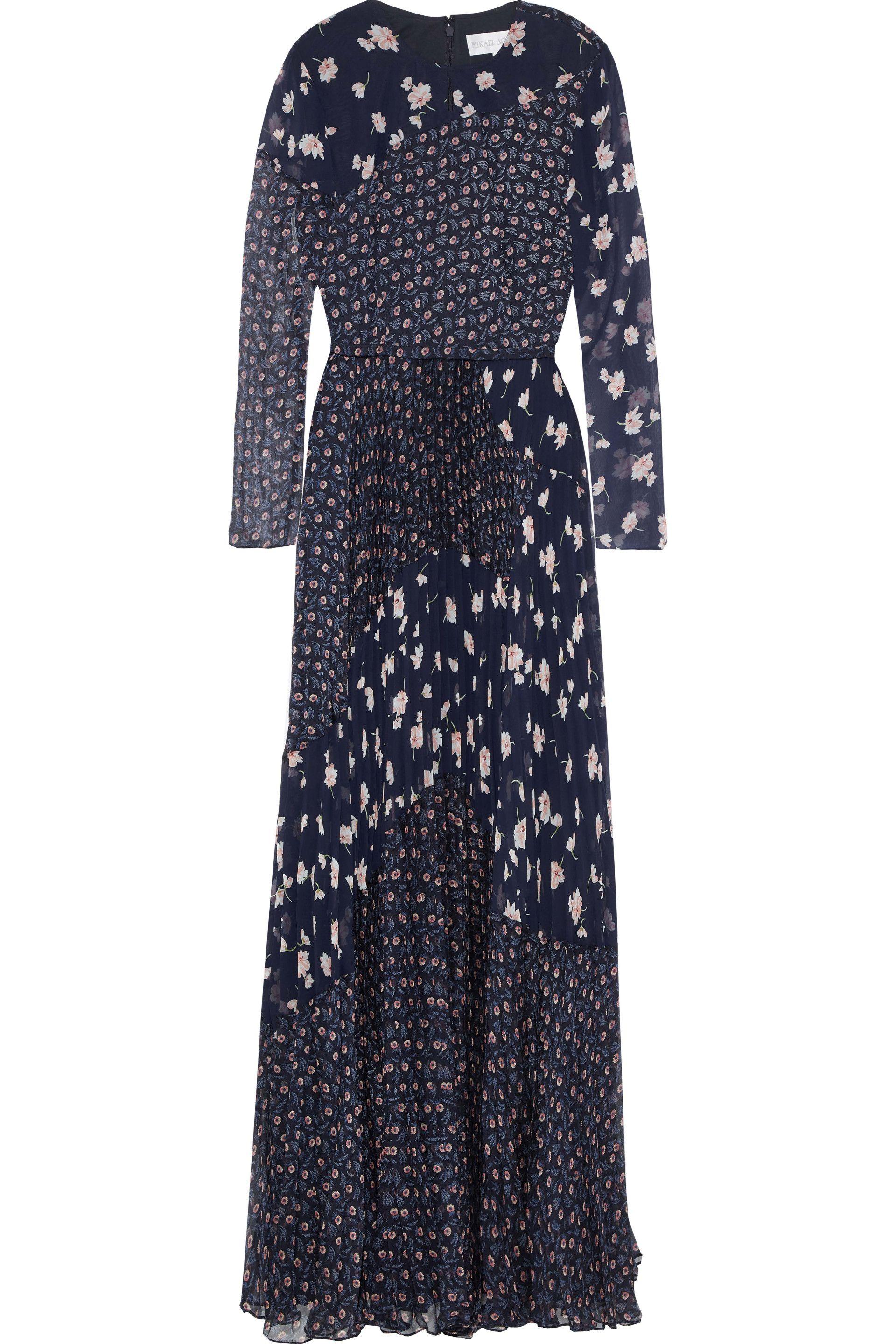 Mikael Aghal Pleated Floral-print ...