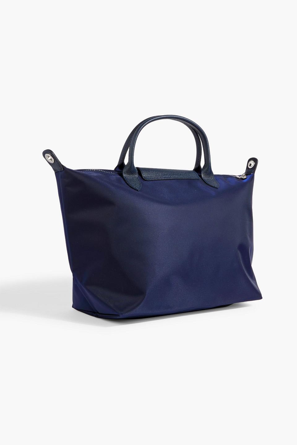 Longchamp Le Pliage Leather-trimmed Shell Tote in Blue
