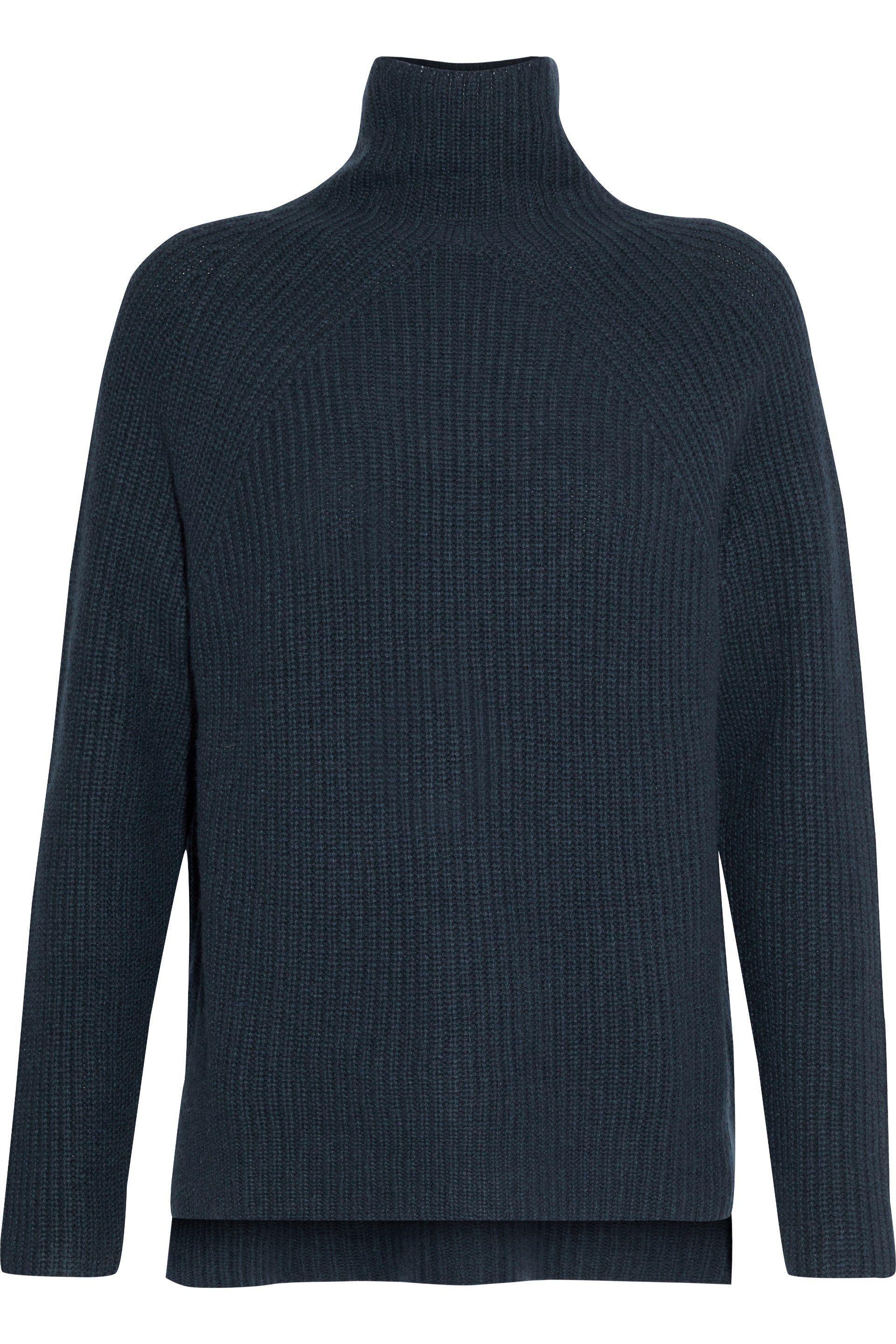N.Peal Cashmere Ribbed Cashmere Turtleneck Sweater Navy in Blue - Lyst