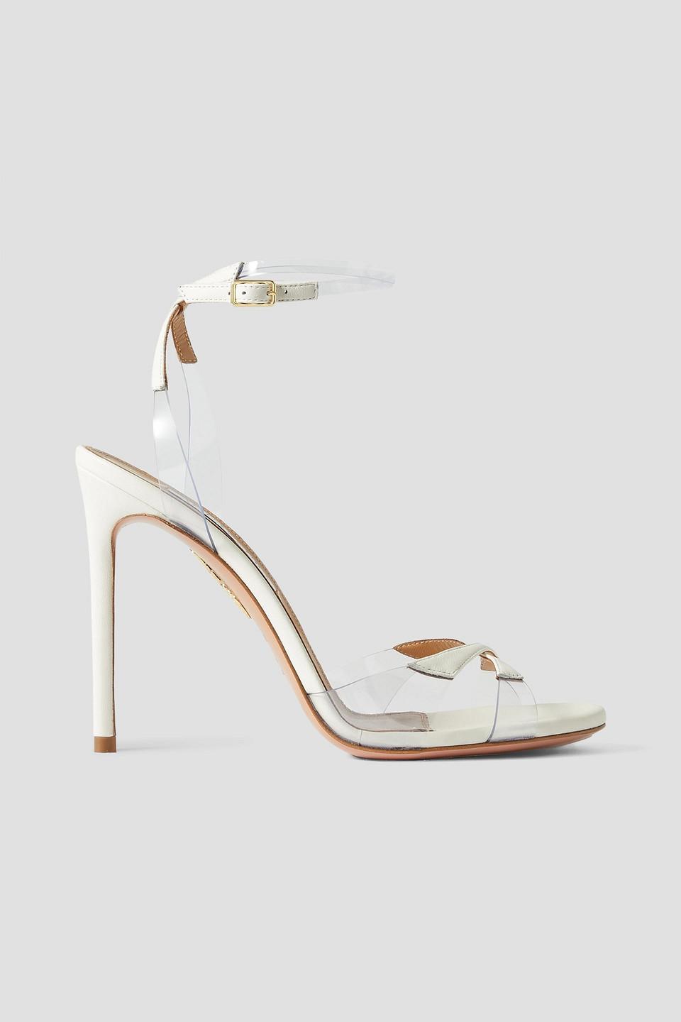 【送料&関税込】Aquazzura Pvc And Leather Slingback Sandals Aquazzura So Nude 105 PVC Slingback Sandal Metallic Blue