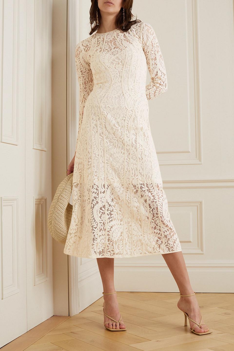 Zimmermann Devi Cotton-blend Guipure Lace Midi Dress in Natural | Lyst Zimmermann Devi Cotton-blend Guipure Lace Midi Dress in Natural | Lyst