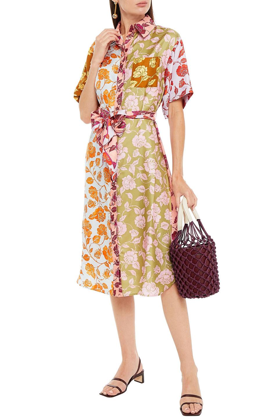 Silk-twill Midi Shirt Dress 