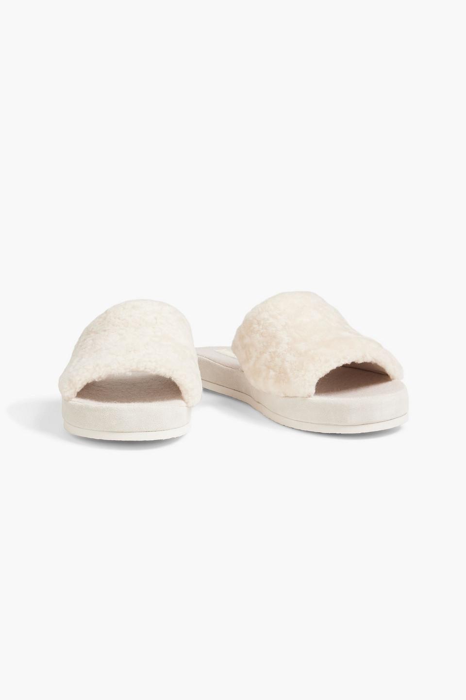 Vince Kenia Shearling Slides in White | Lyst